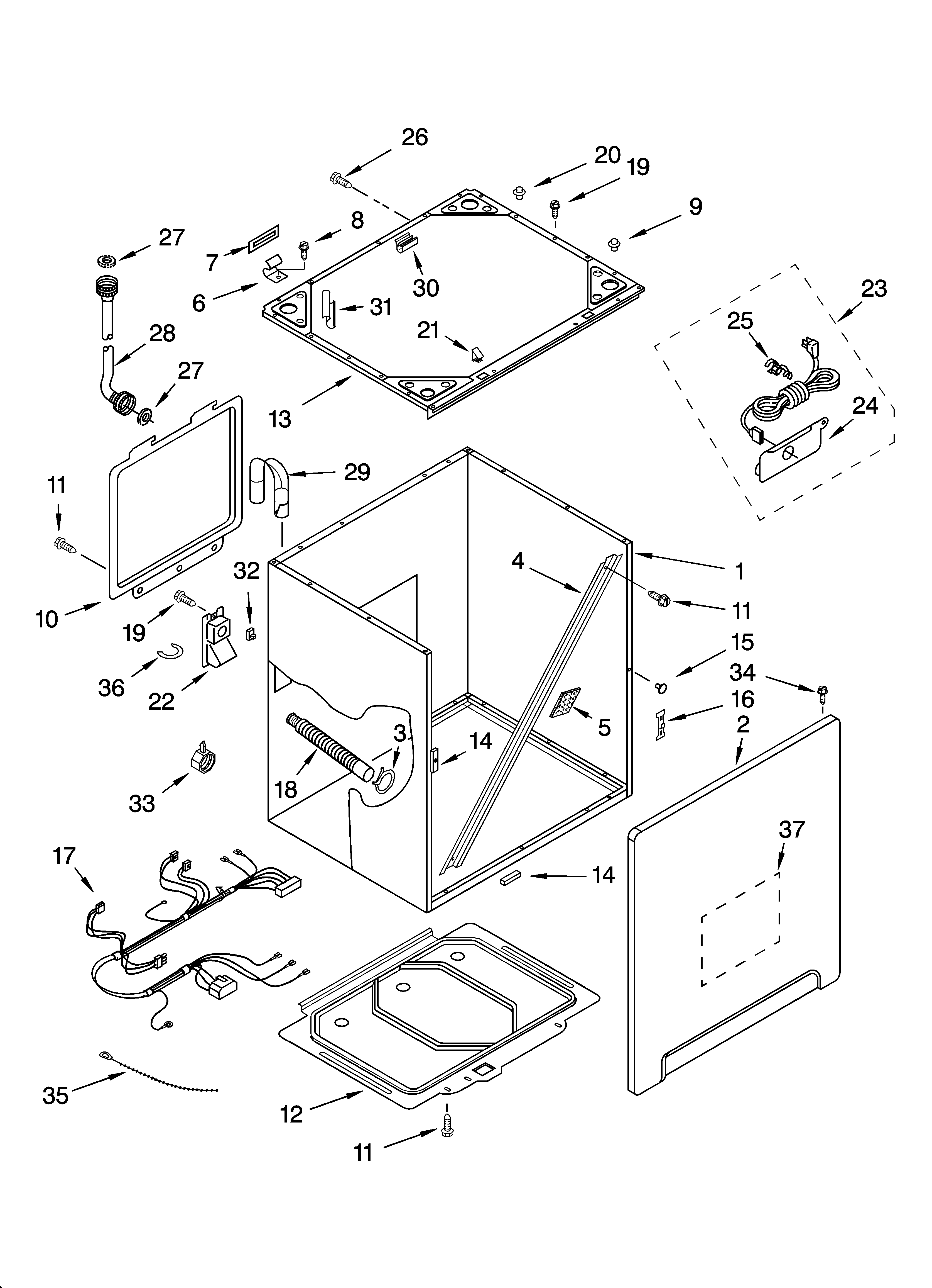 Kenmore Elite 11024086200 cabinet and frame parts diagram