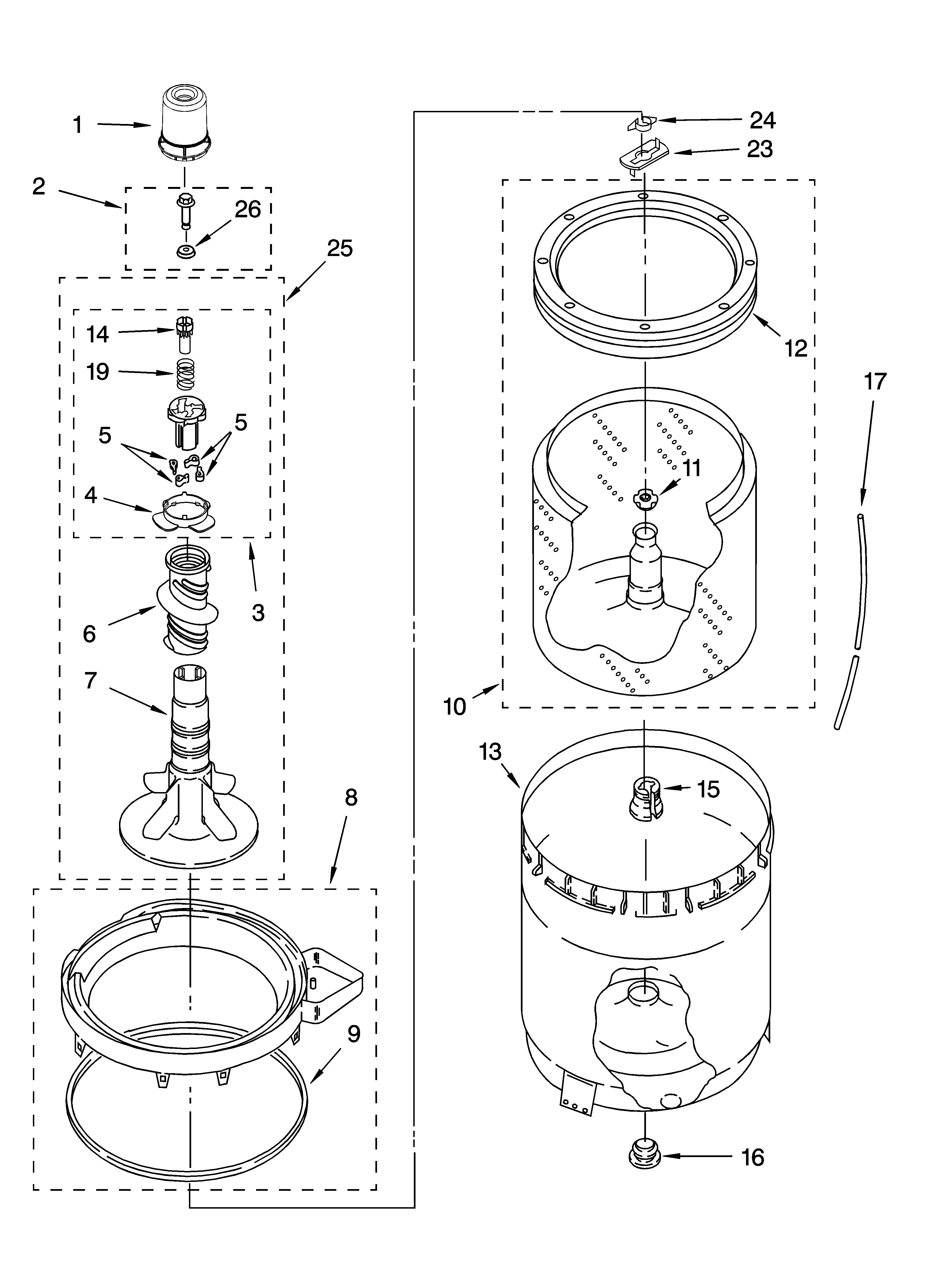Kenmore 11024924202 agitator, basket and tub parts diagram
