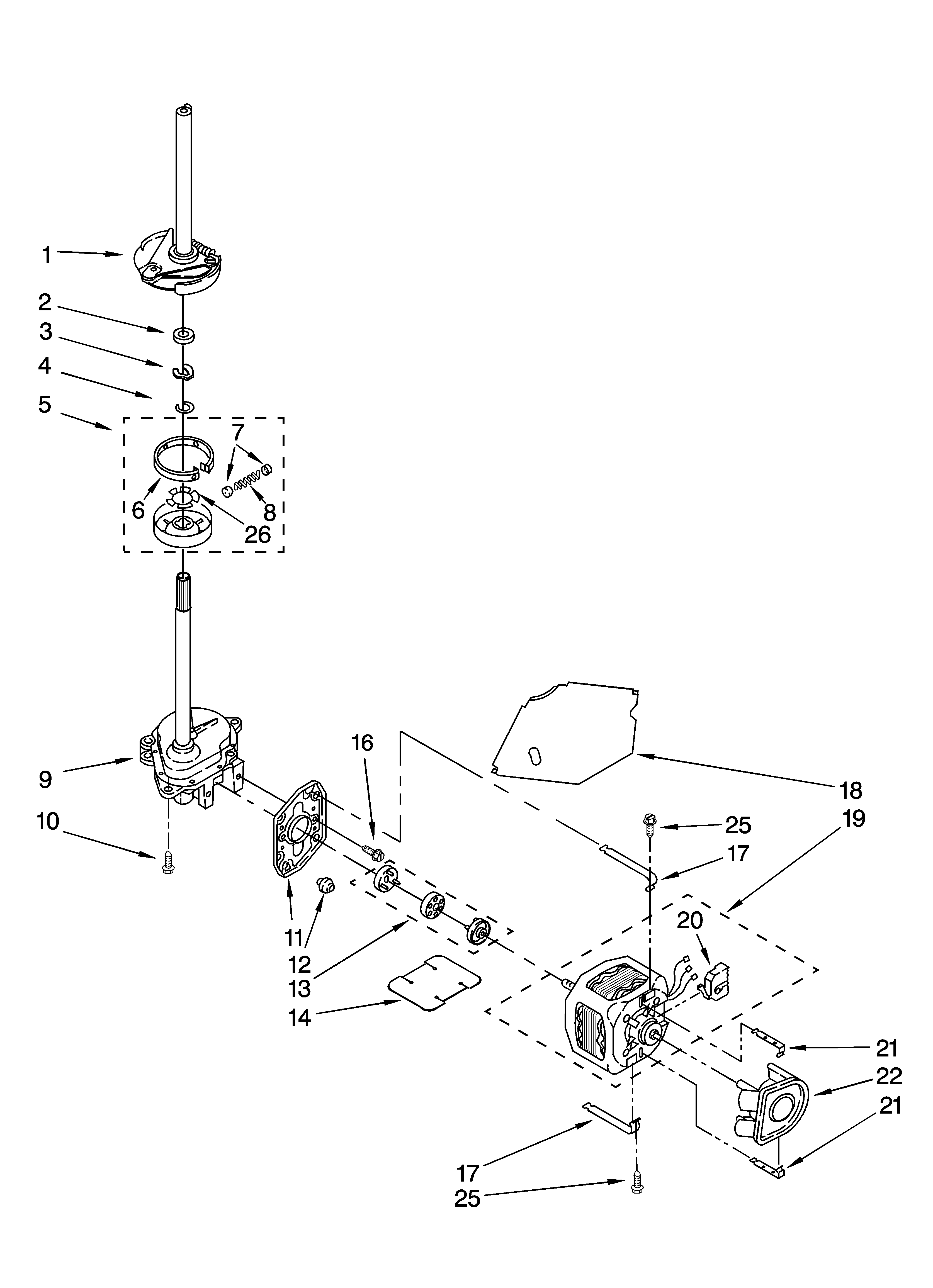 Kenmore 11024924202 brake, clutch, gearcase, motor and pump parts diagram