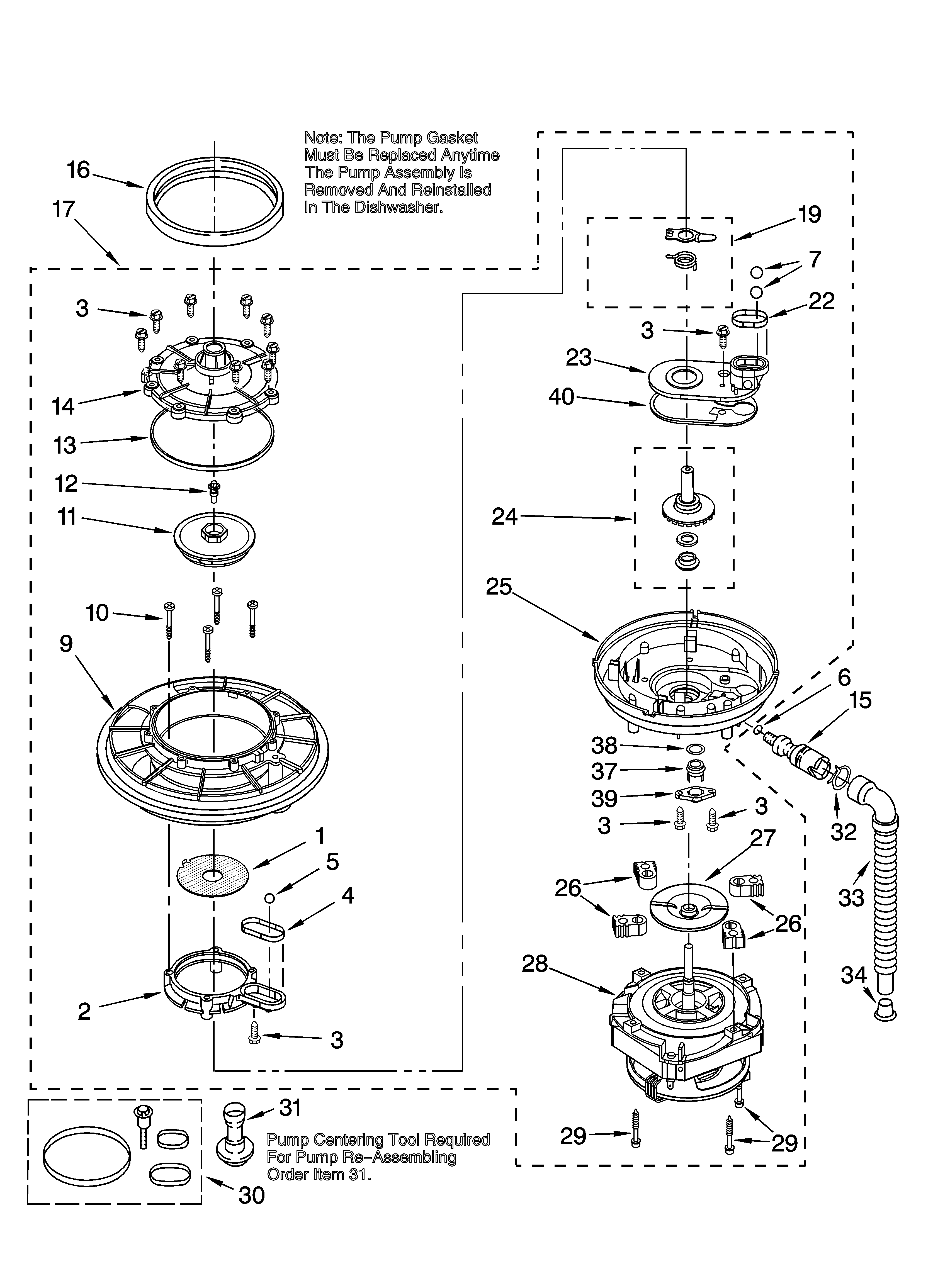 Kenmore 66515522000 pump and motor parts diagram