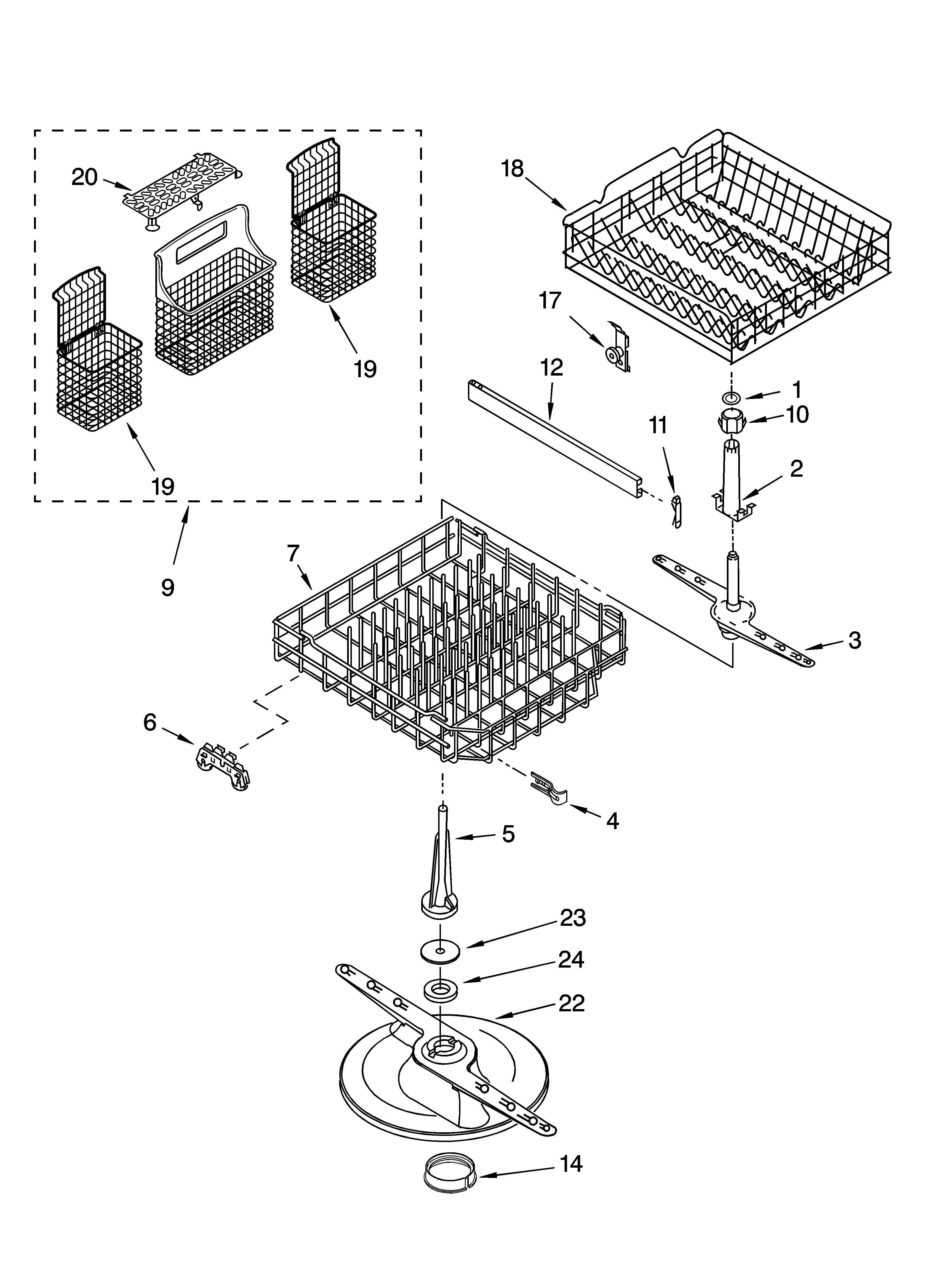 Kenmore 66515522000 dishrack parts diagram