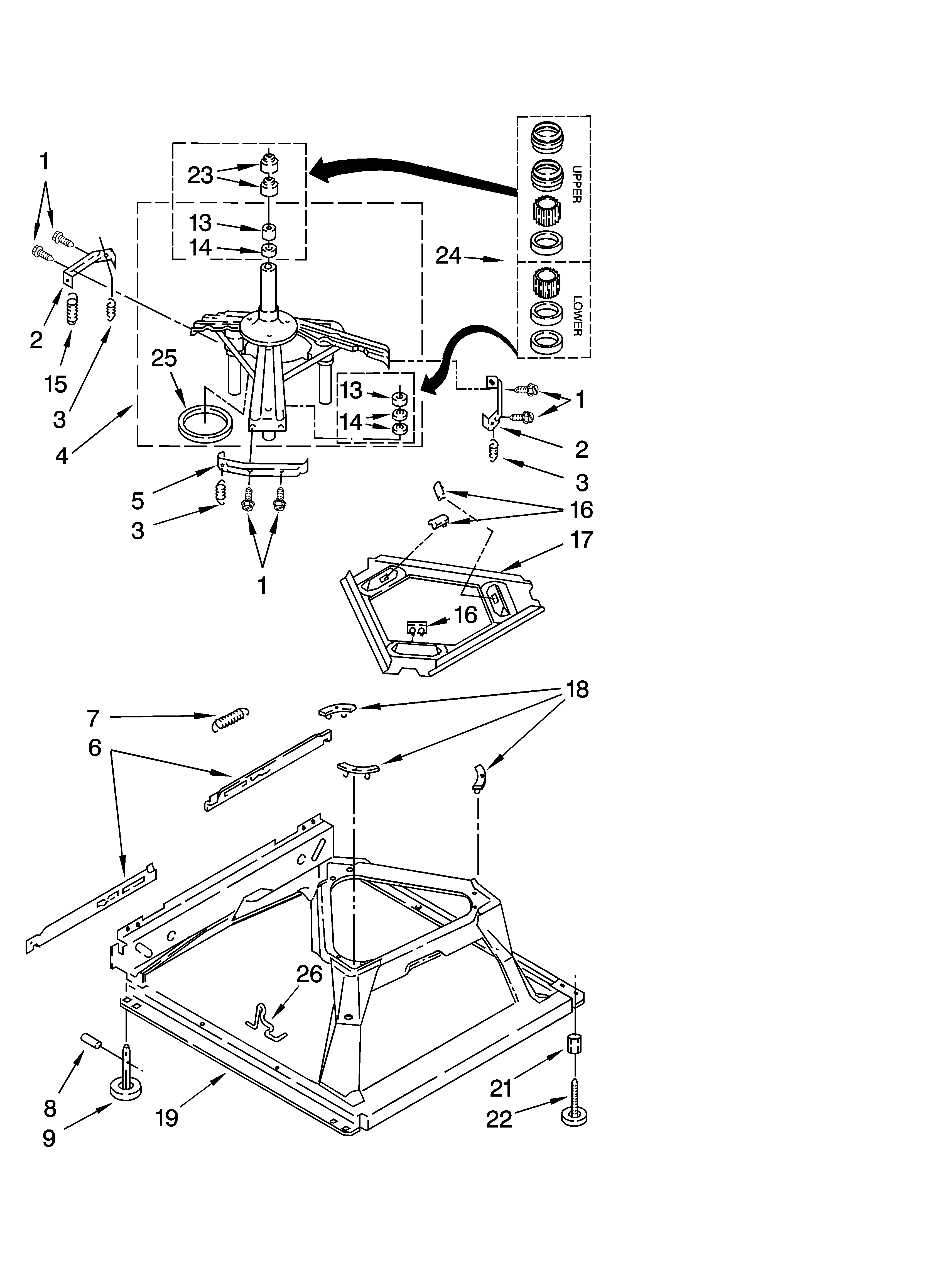 Kenmore 11024994300 machine base parts diagram