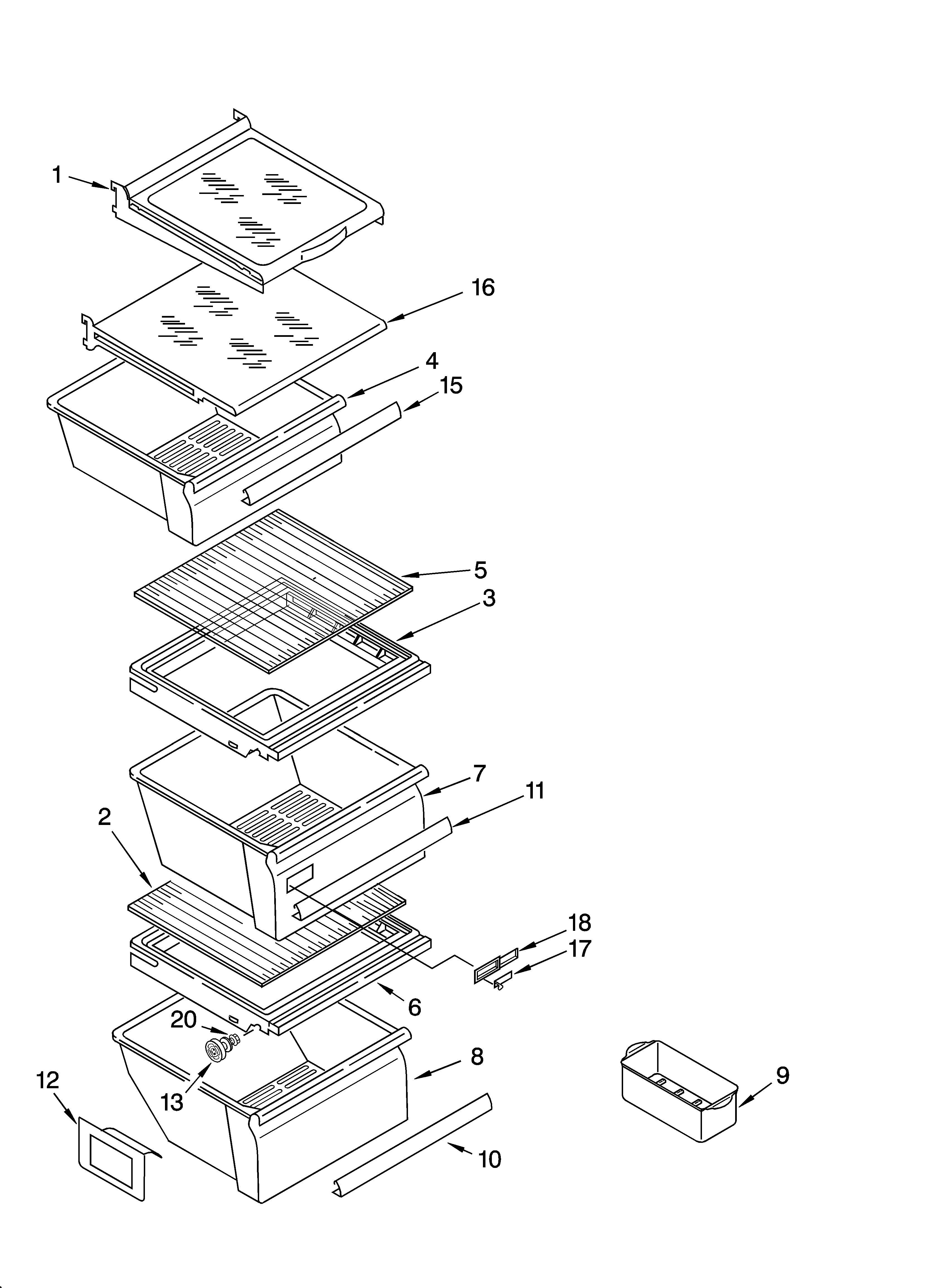 Kenmore 10644252400 refrigerator shelf parts diagram