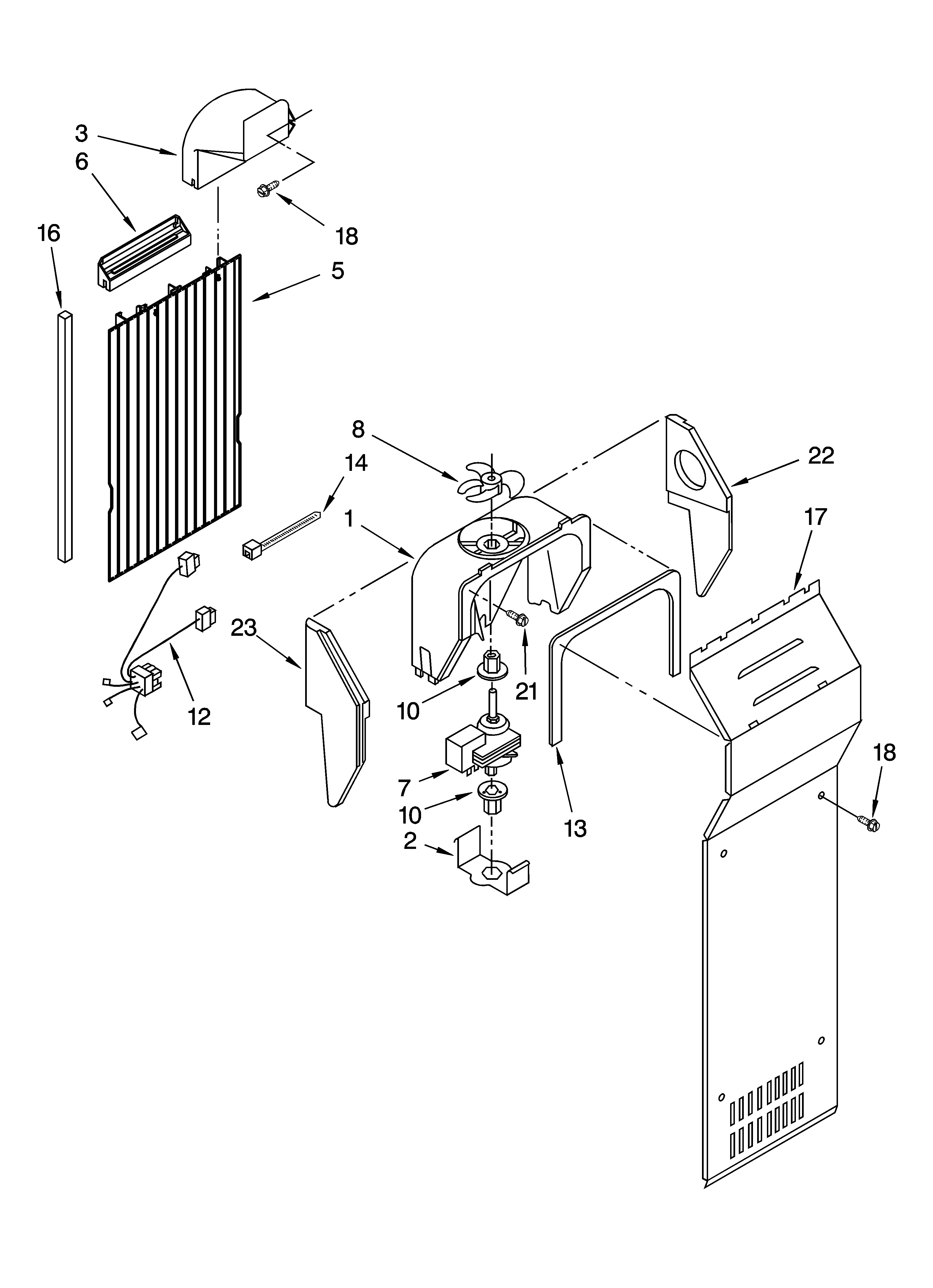 Kenmore 10644252400 air flow parts diagram
