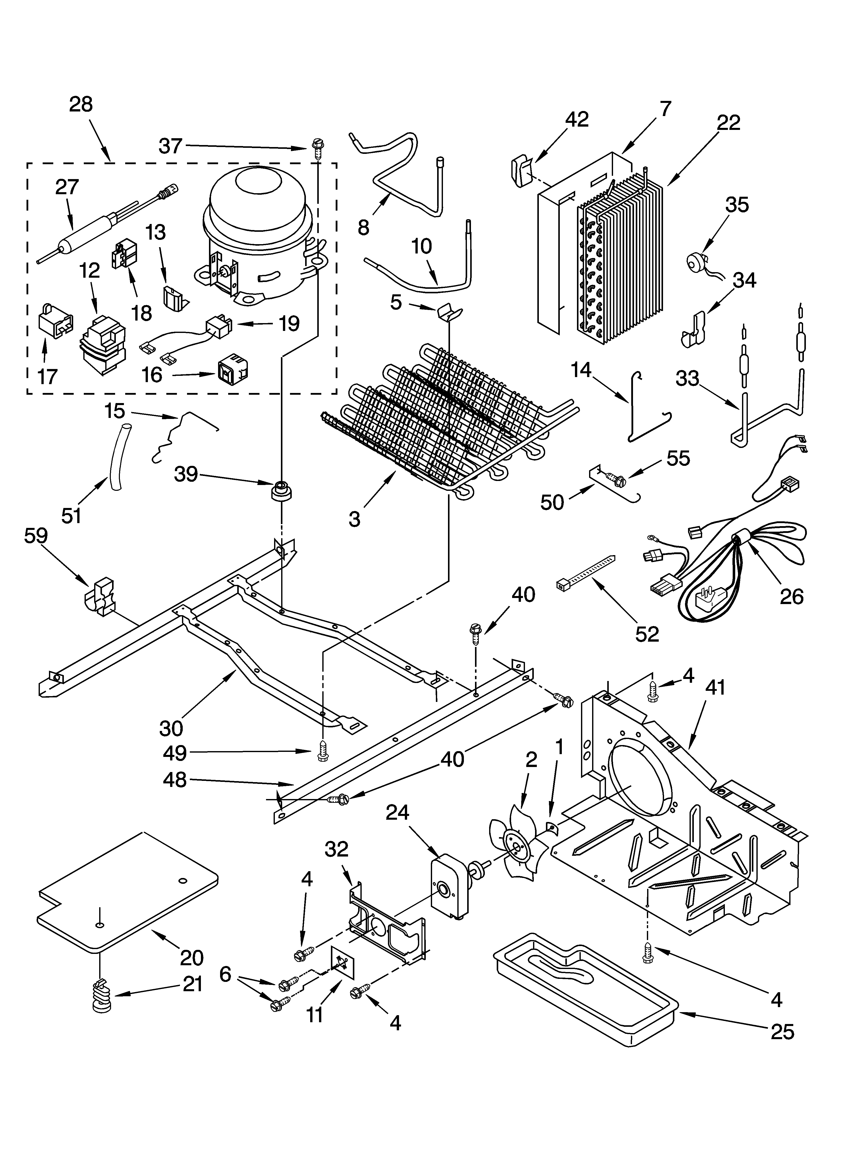 Kenmore 10644252400 unit parts, parts not illustrated diagram