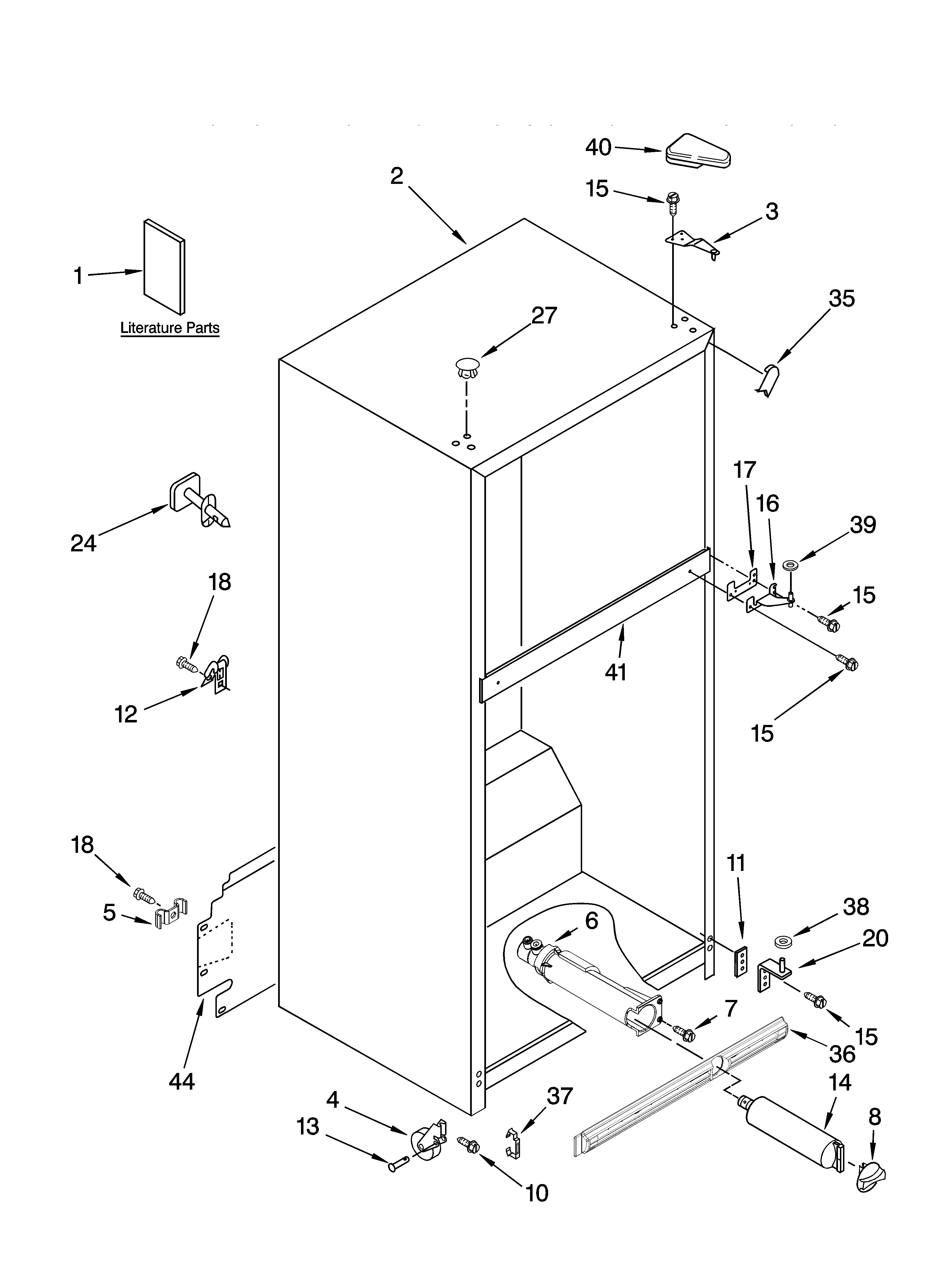 Kenmore 10673932301 cabinet parts diagram