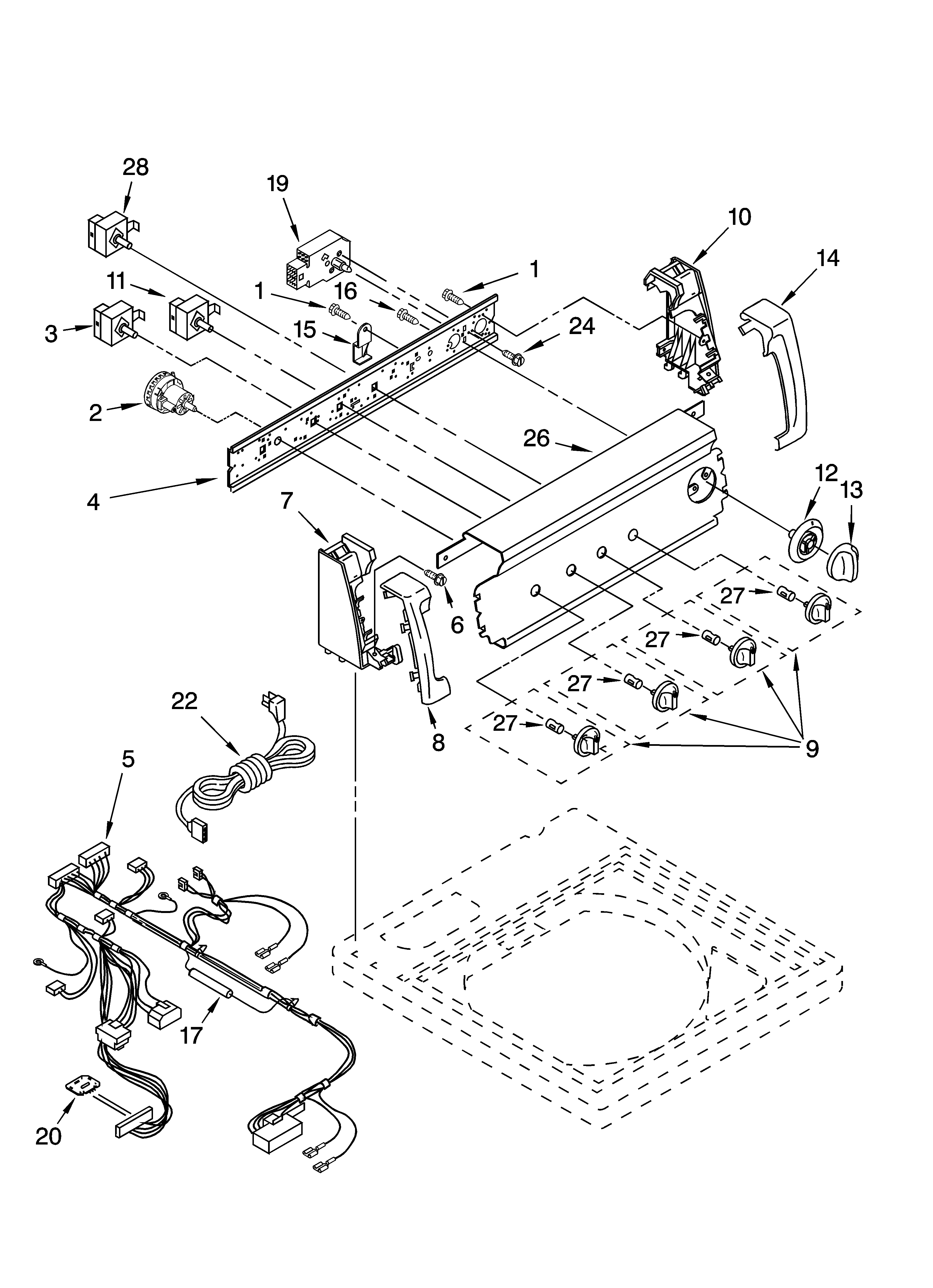 Kenmore 11022936101 control panel parts diagram