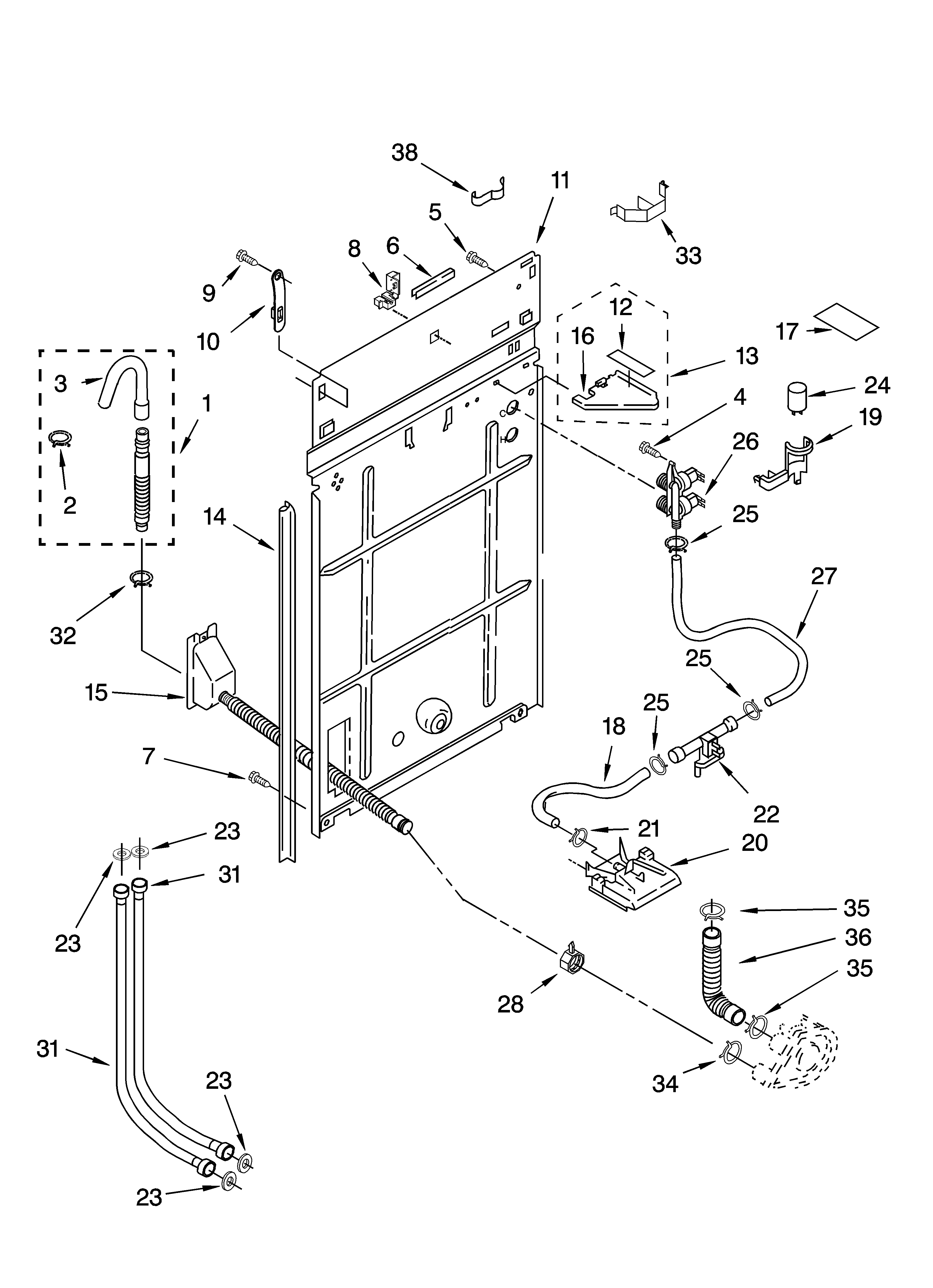 Kenmore 11022936101 rear panel parts diagram