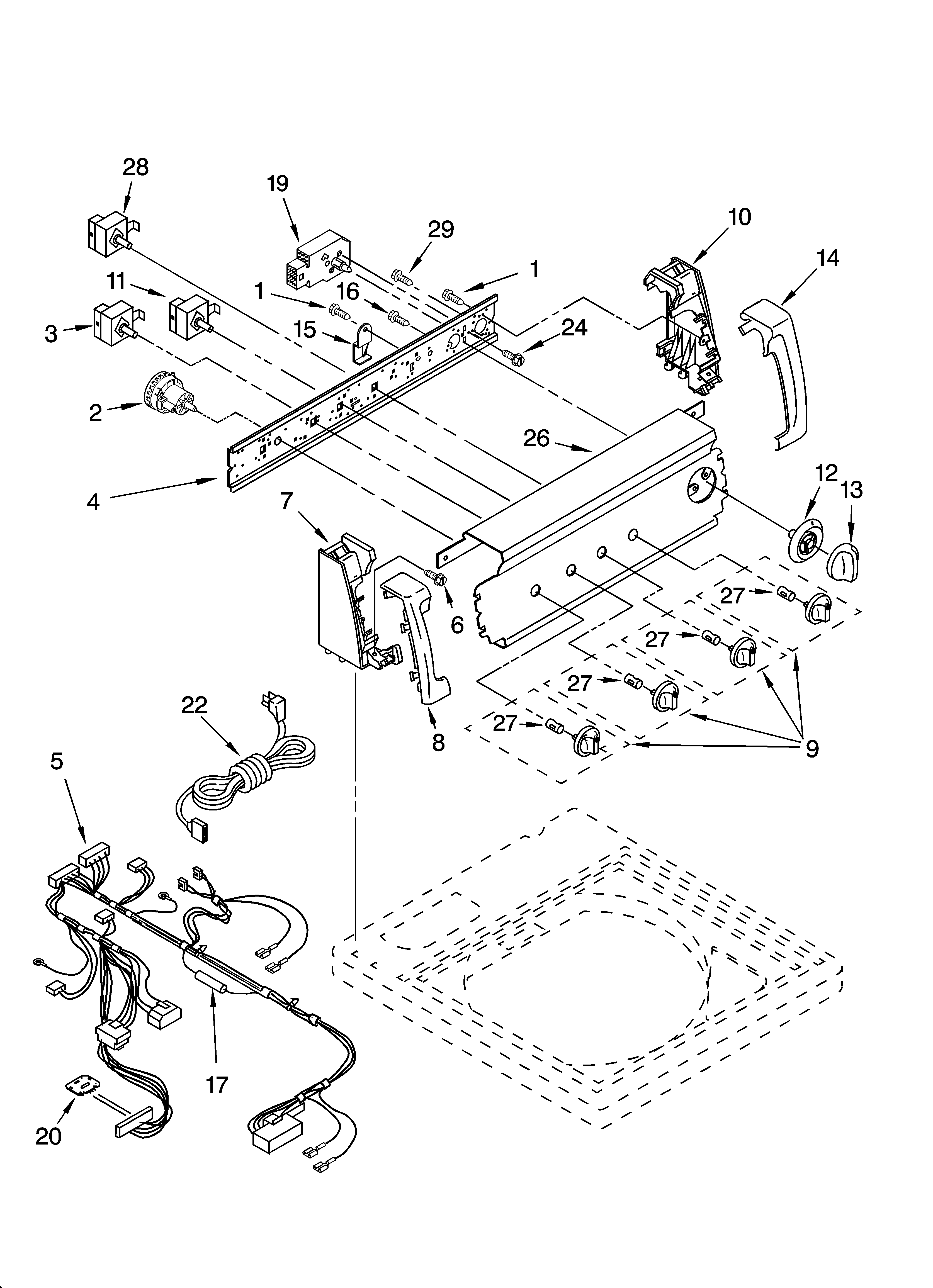 Kenmore 11022942100 control panel parts diagram
