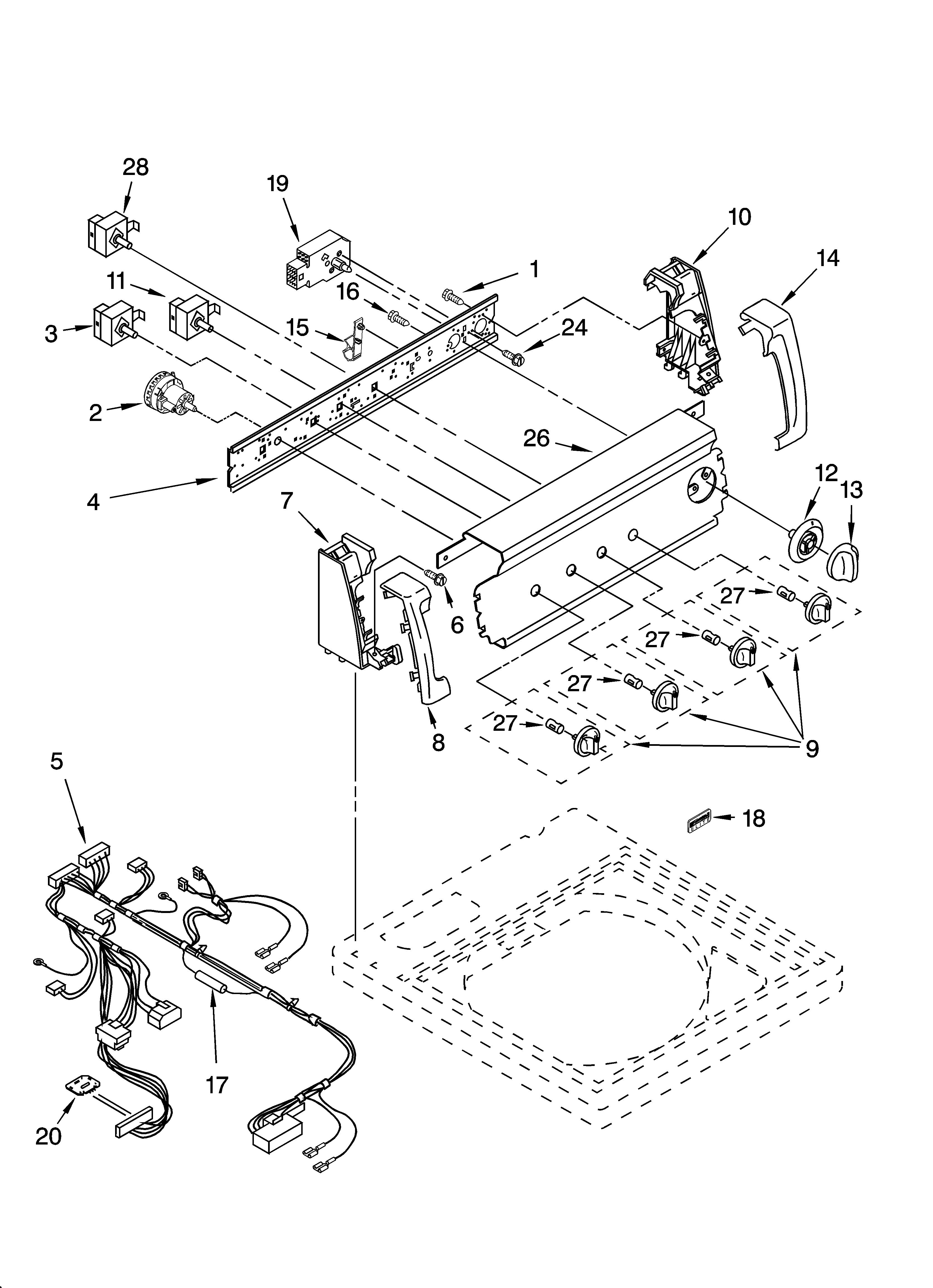 Kenmore 11022952101 control panel parts diagram