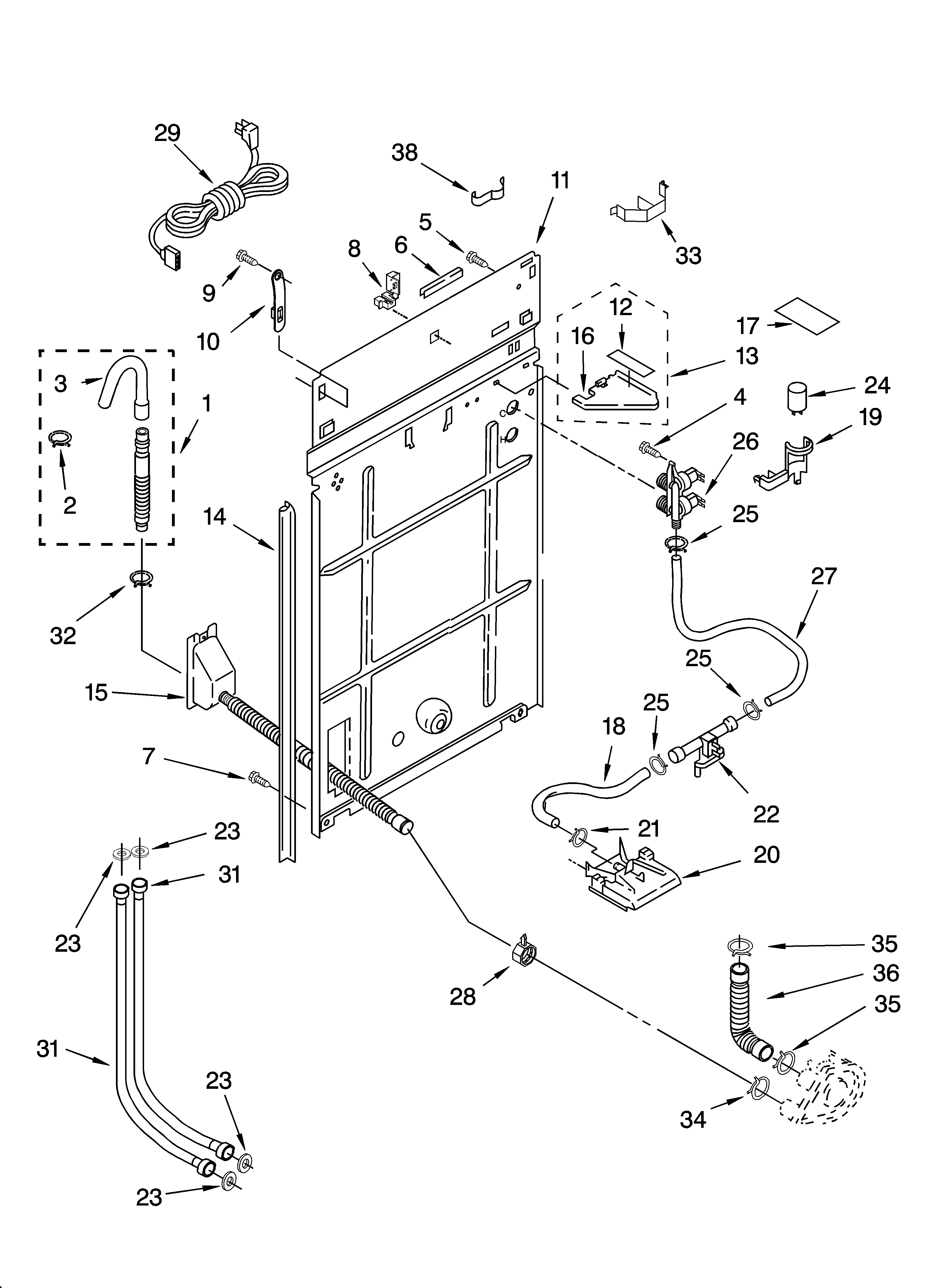 Kenmore 11022952101 rear panel parts diagram