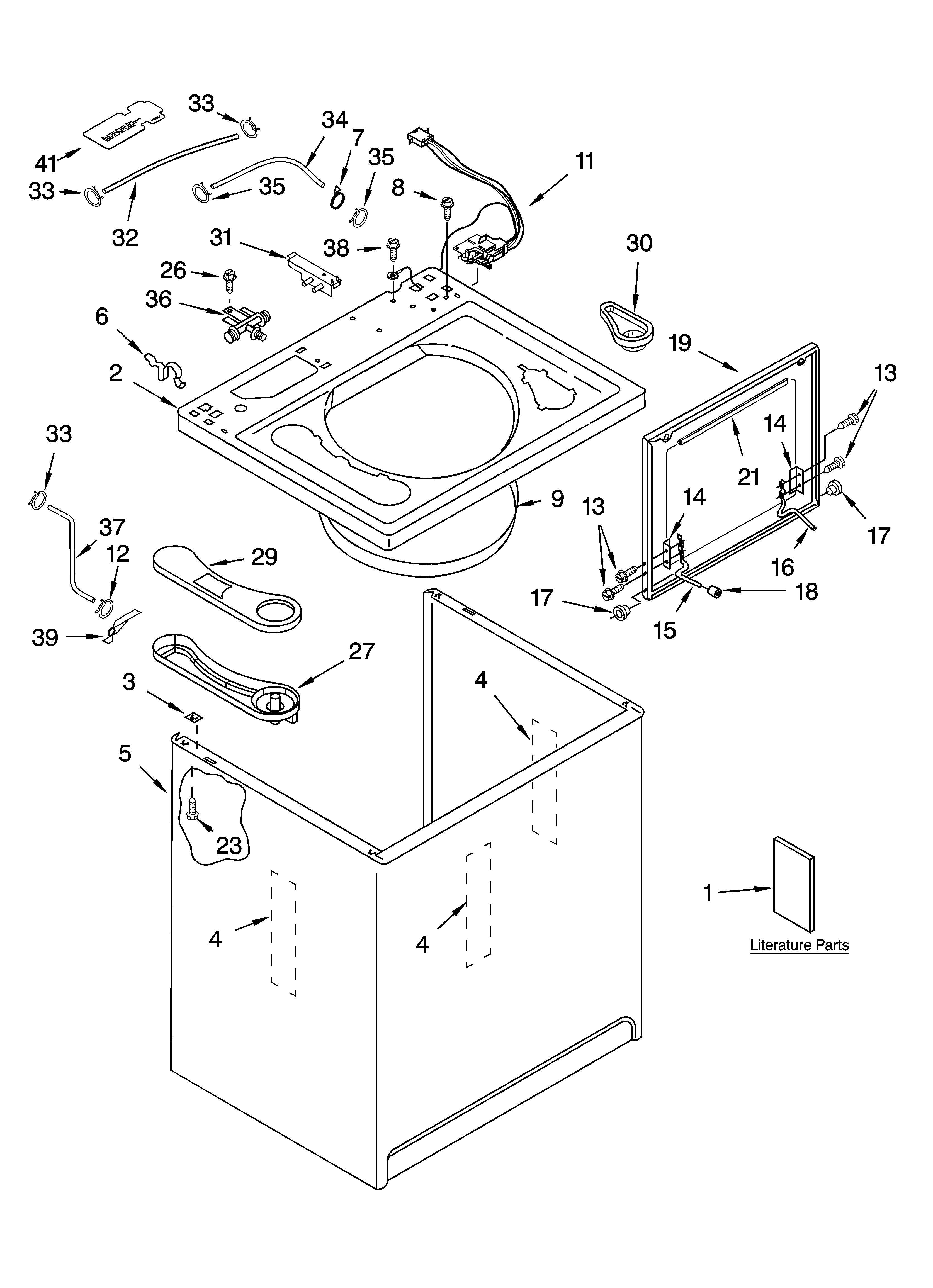Kenmore 11024036301 top and cabinet parts diagram