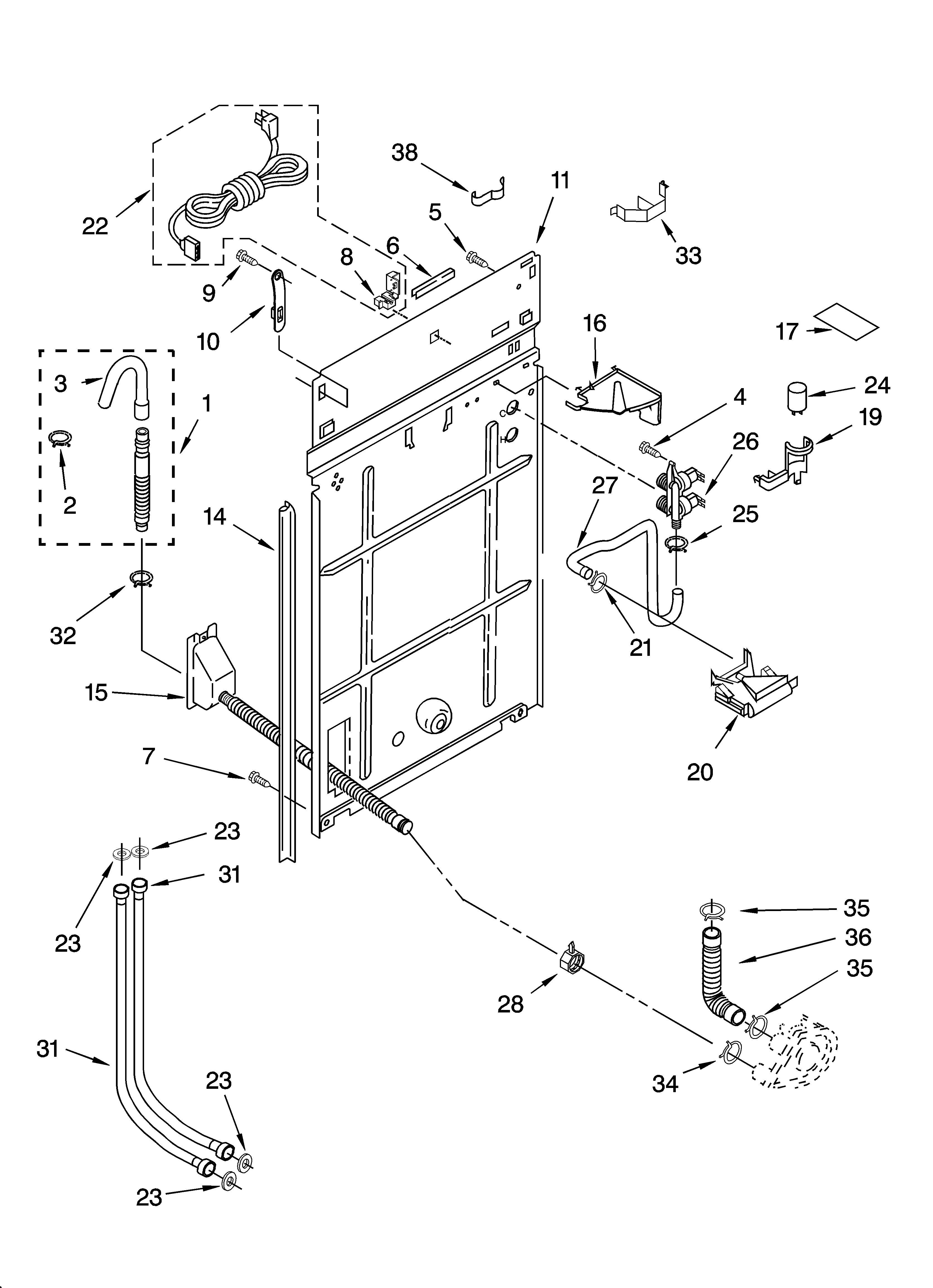 Kenmore Elite 11024942300 rear panel parts diagram
