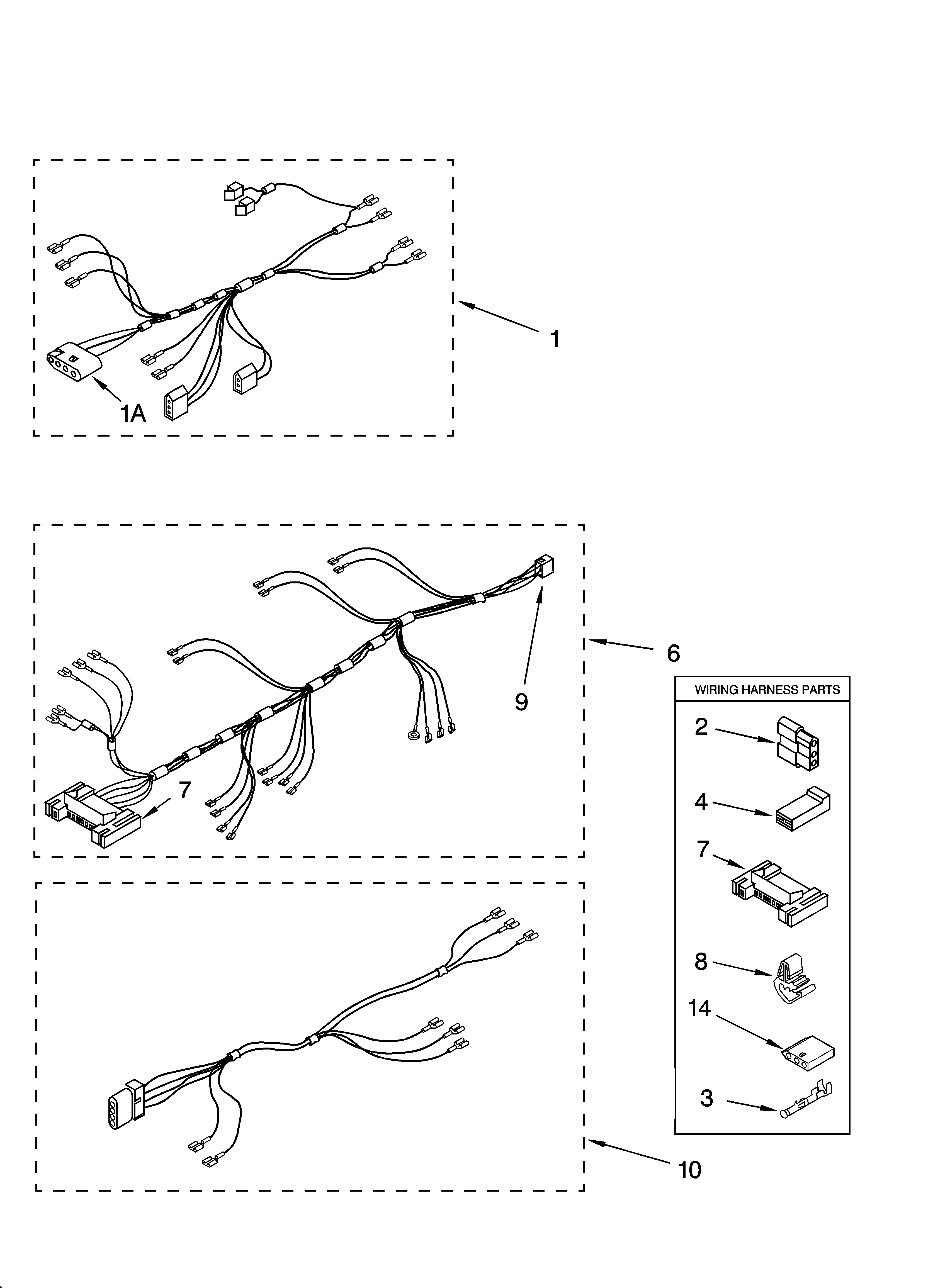Kenmore 11060012002 wiring harness parts diagram