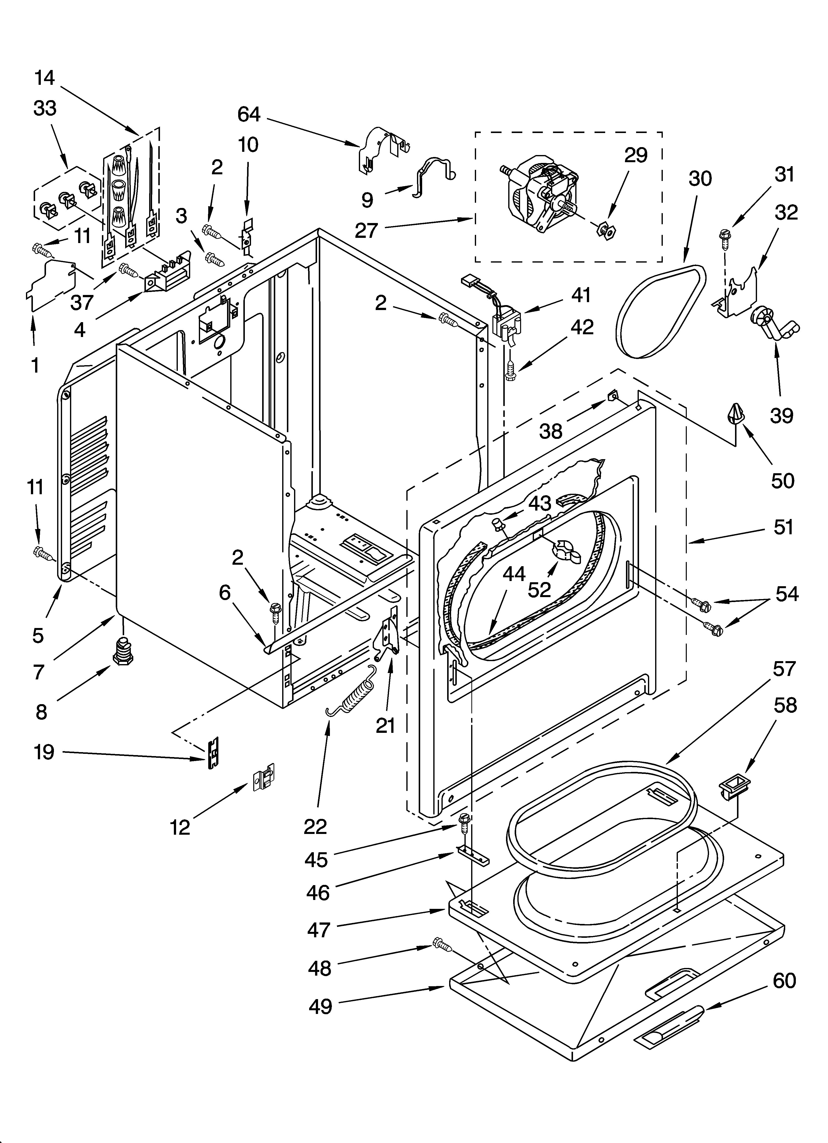 Kenmore 11062722102 cabinet parts diagram