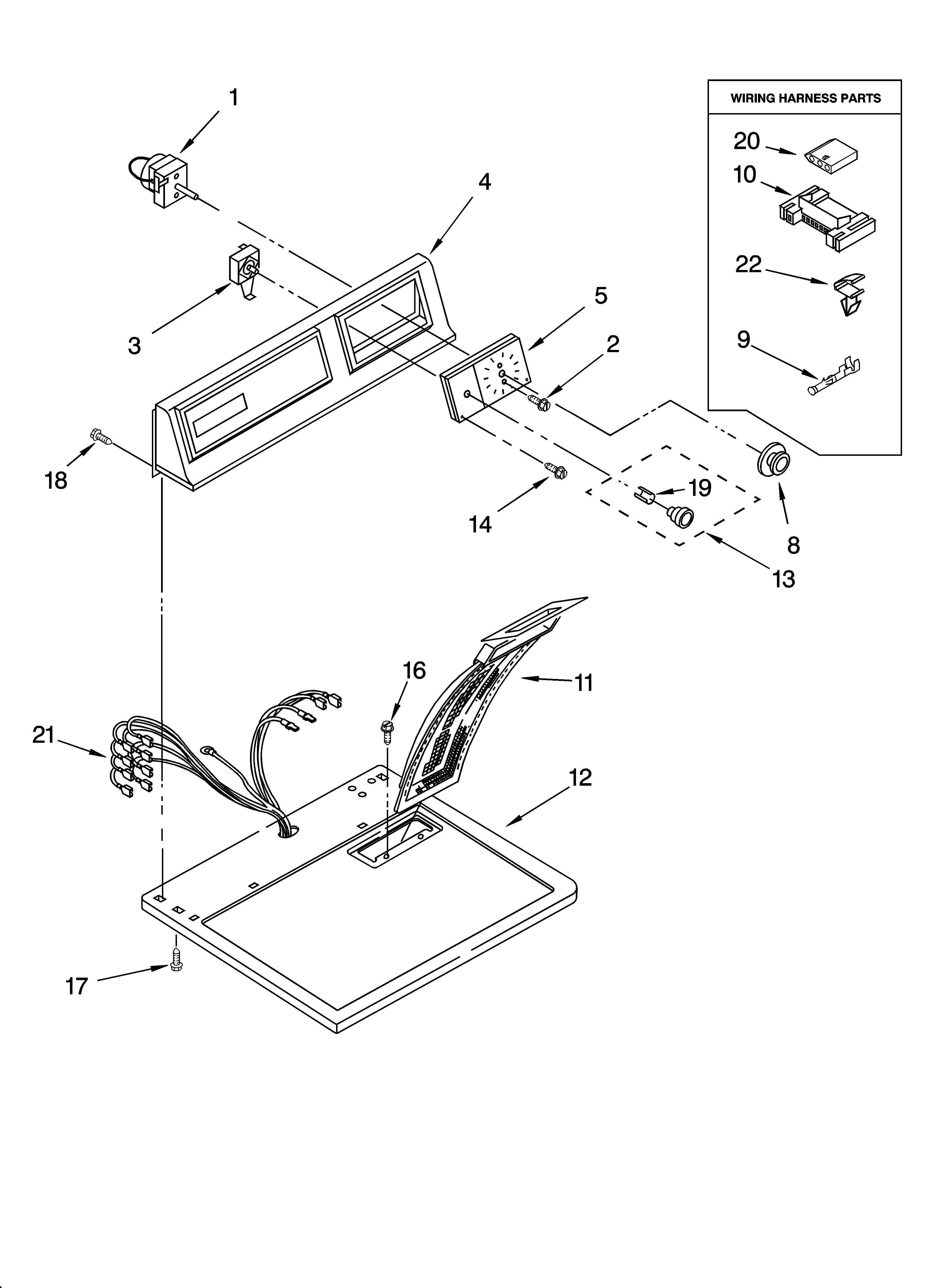 Kenmore 11064102301 top and console parts diagram