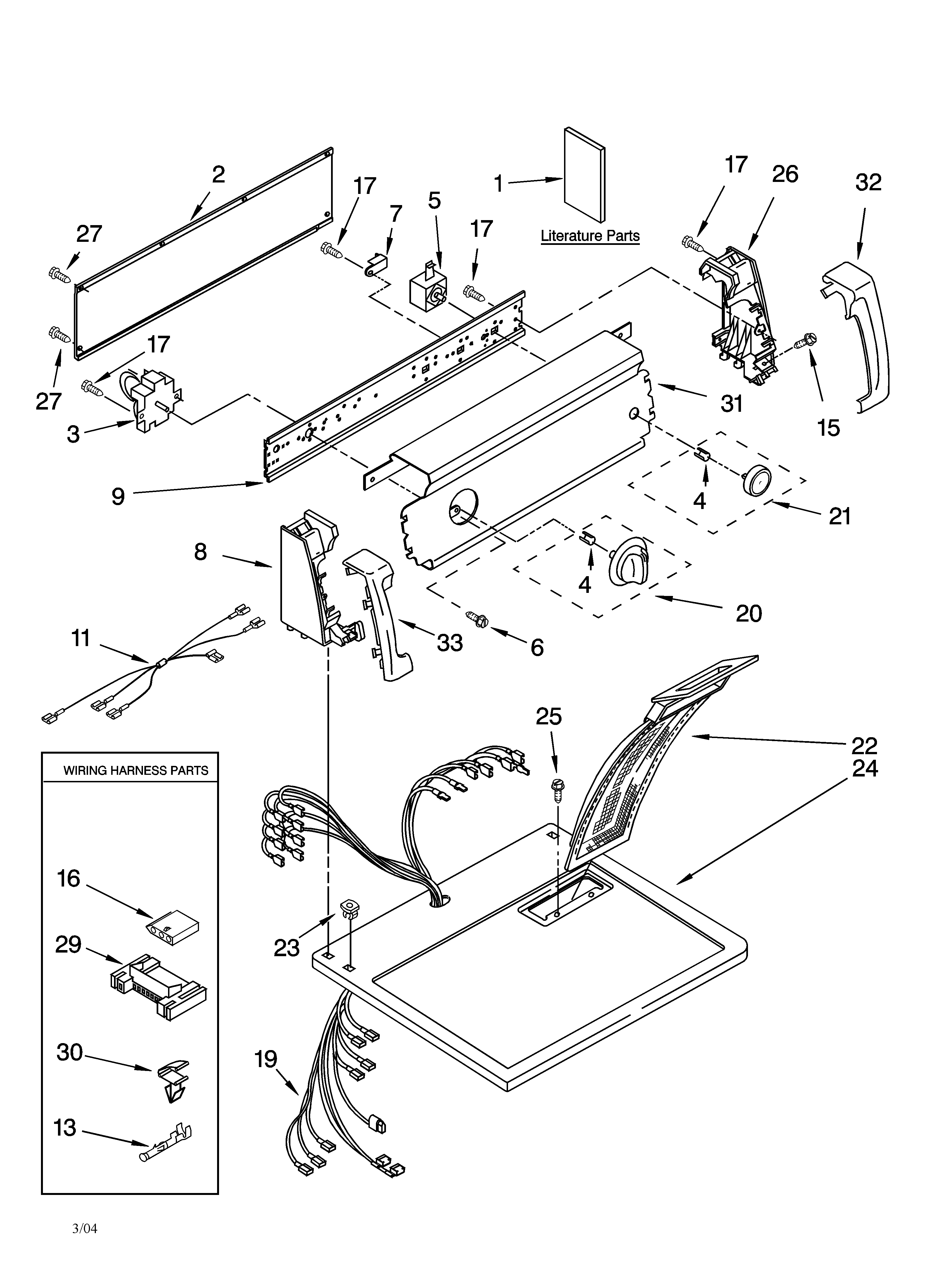 Kenmore 11064622301 top and console parts diagram