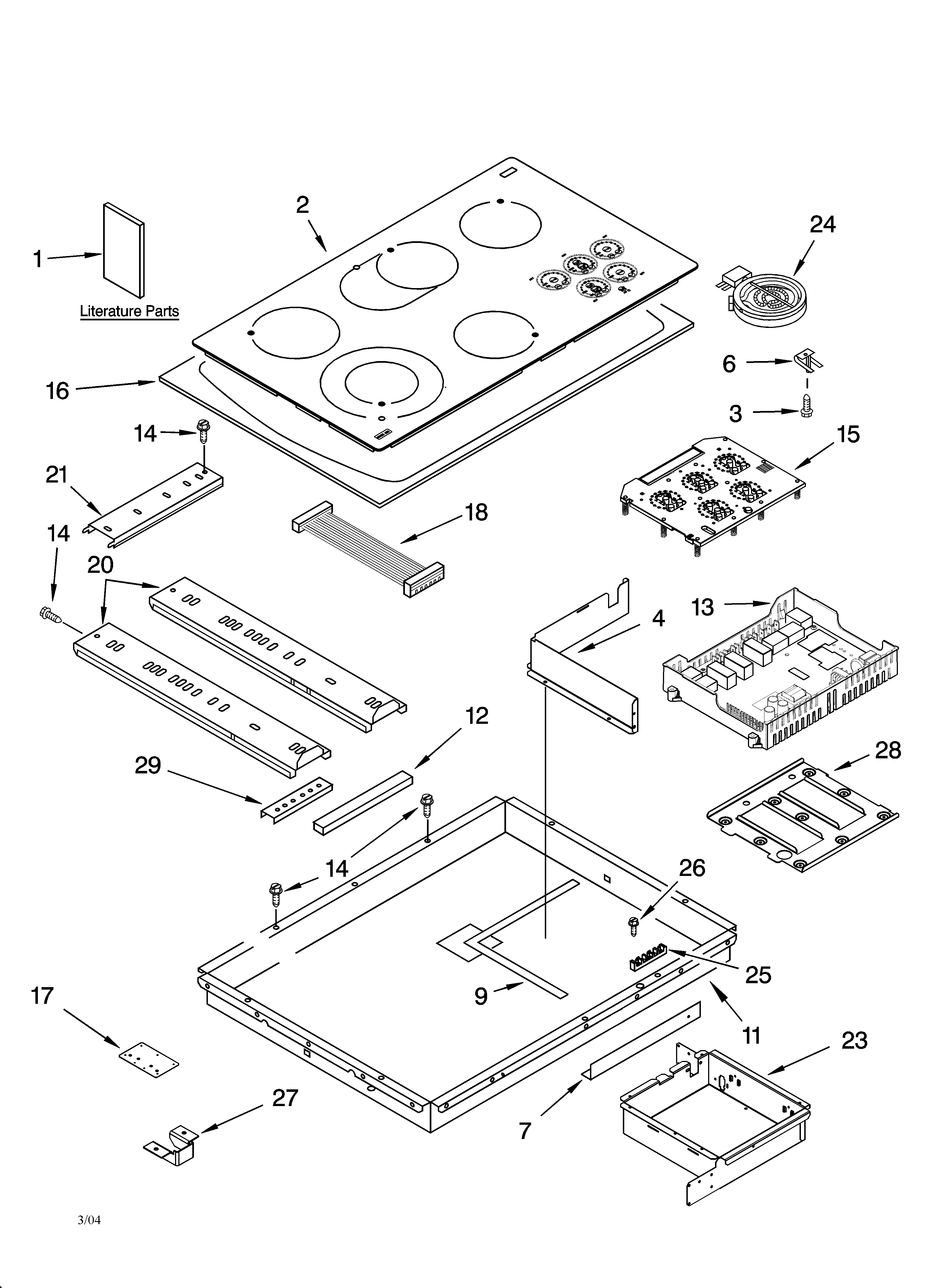 Kenmore 66544059301 cooktop parts, miscellaneous parts diagram