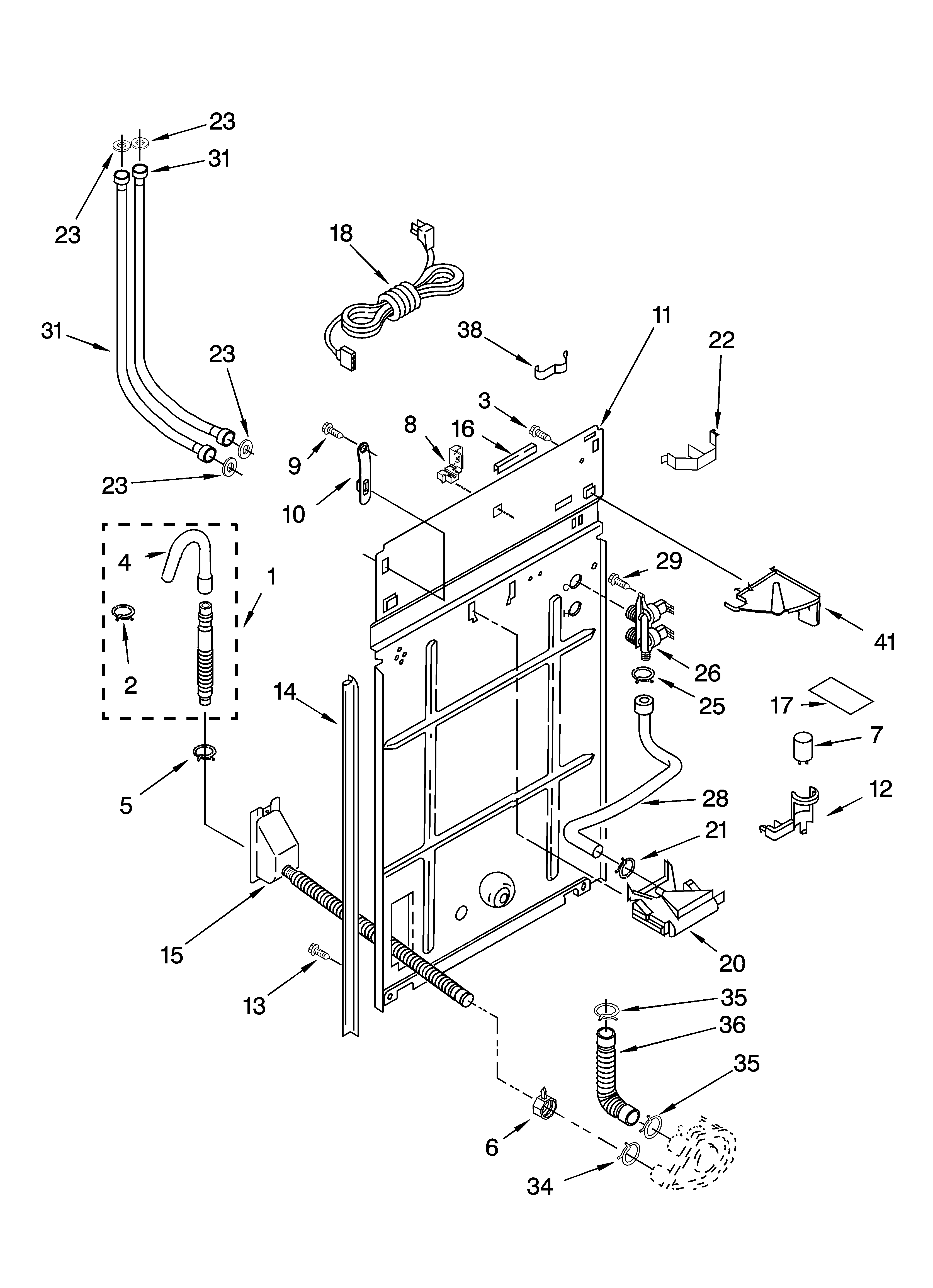 Kenmore 11025864400 rear panel parts diagram