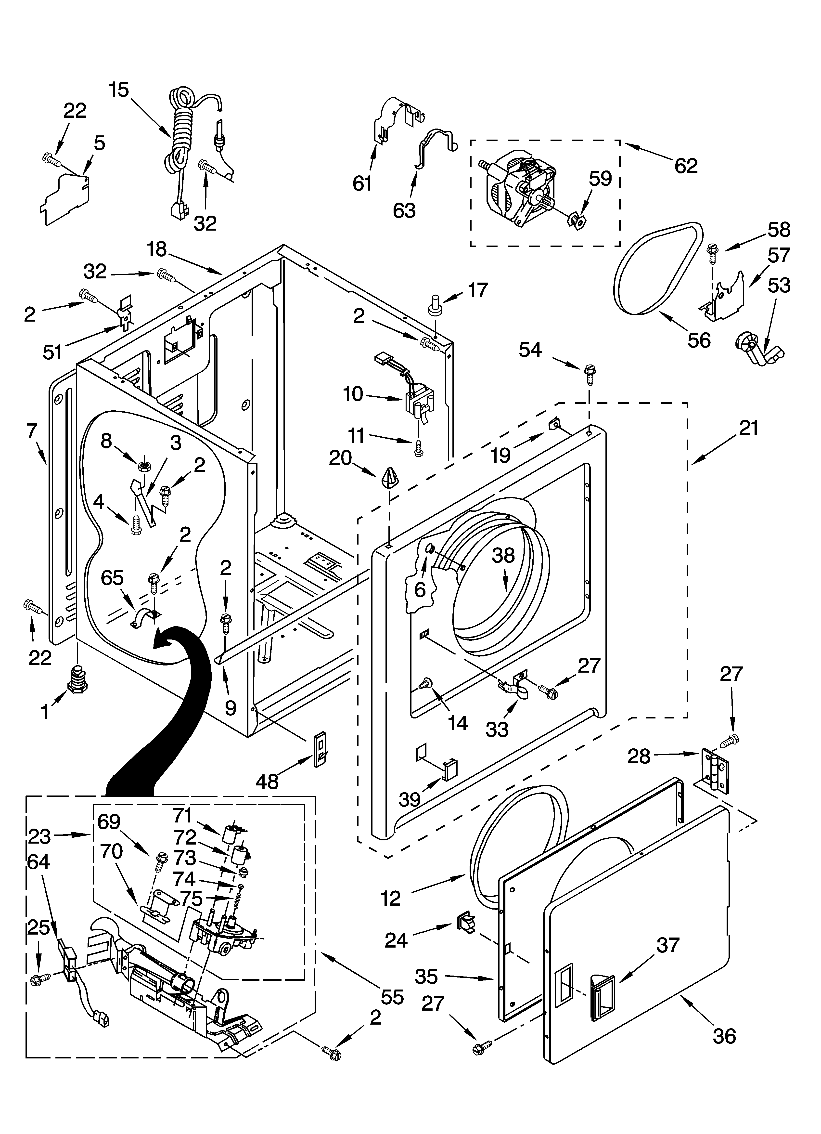 Kenmore 11070012002 cabinet parts diagram