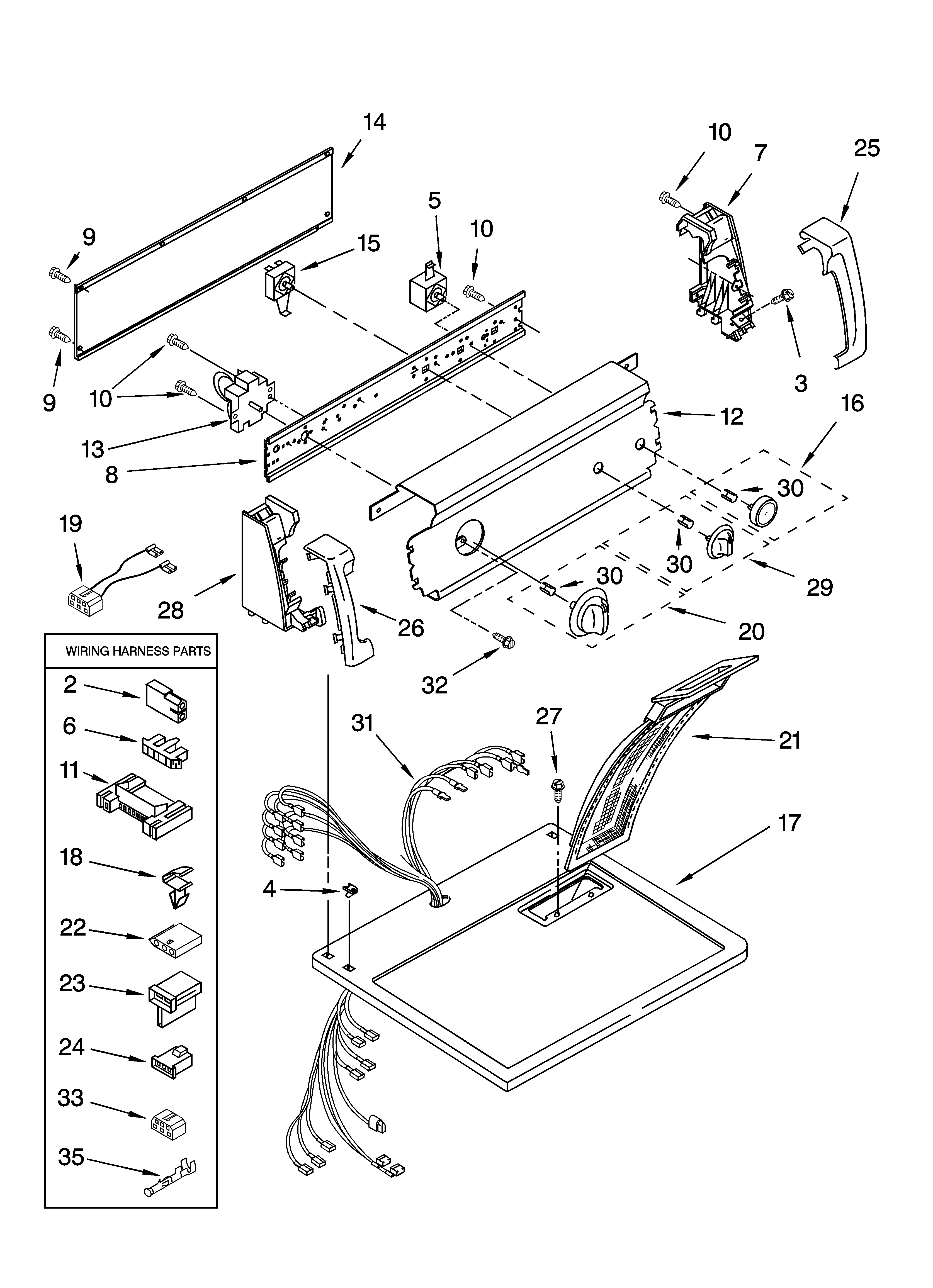 Kenmore 11072514102 top and console parts optional parts (not included) diagram
