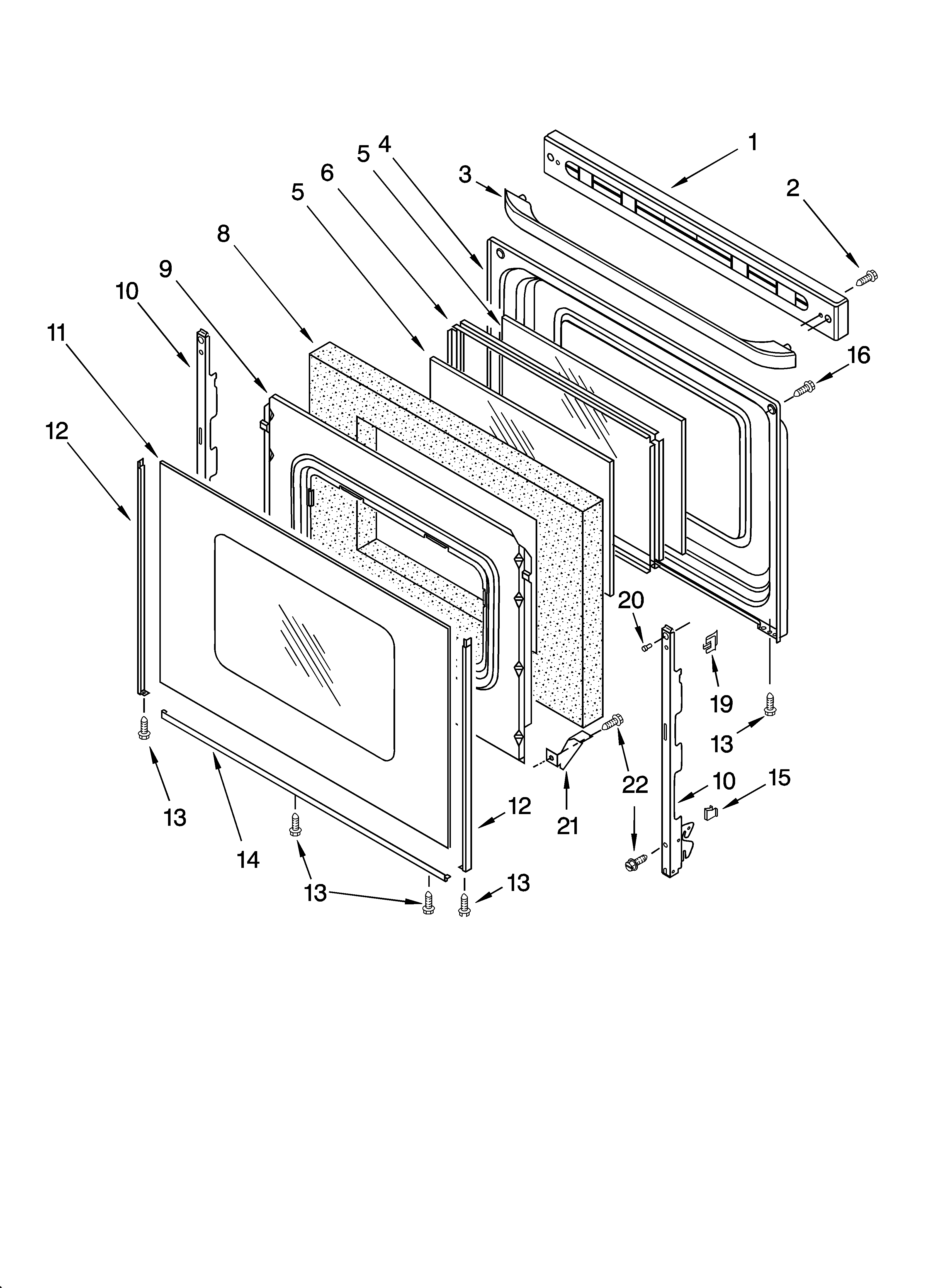 Kenmore 66575132300 door parts diagram