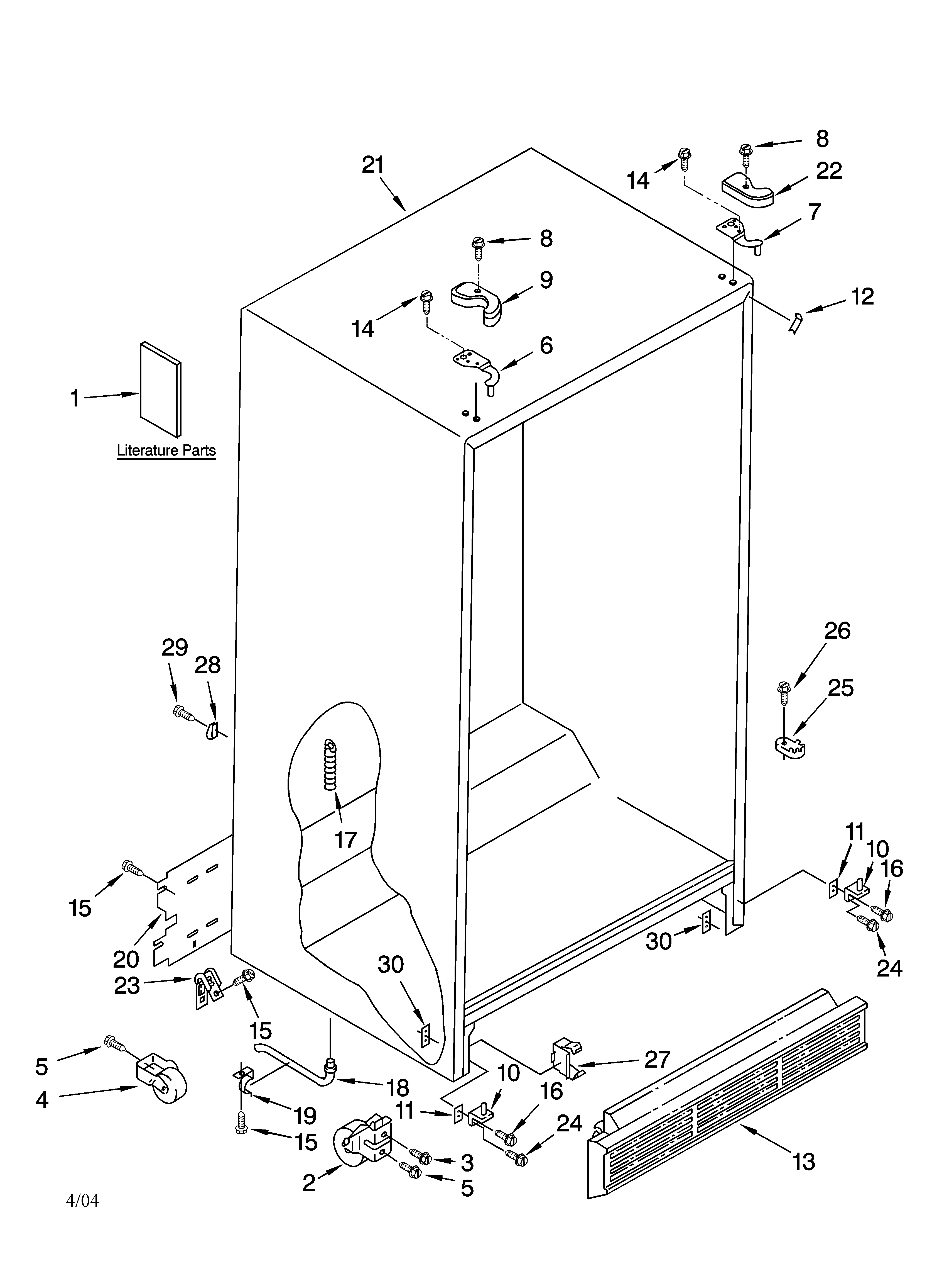 Kenmore 10644552401 cabinet parts diagram