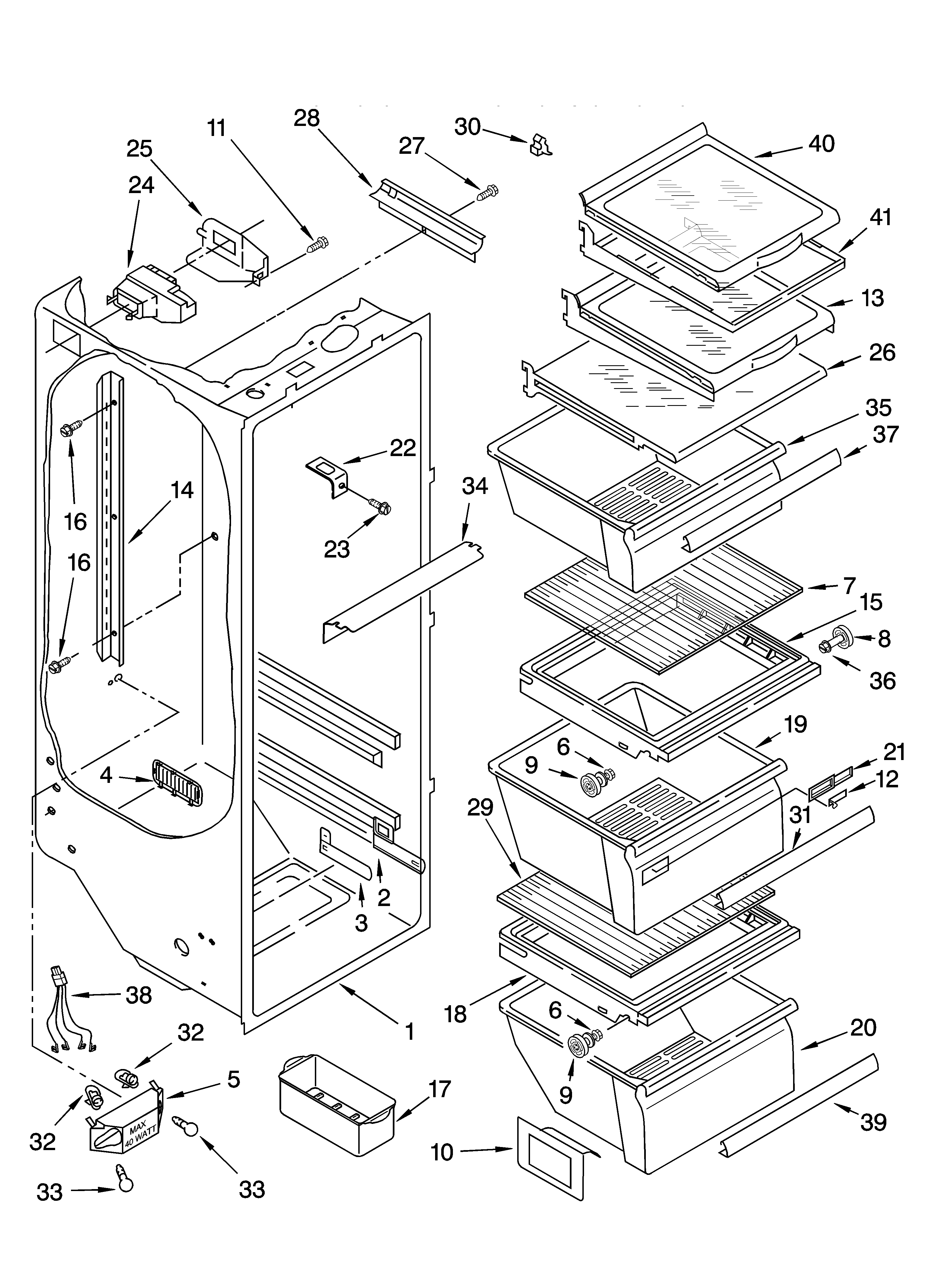 Kenmore 10644552401 refrigerator liner parts diagram
