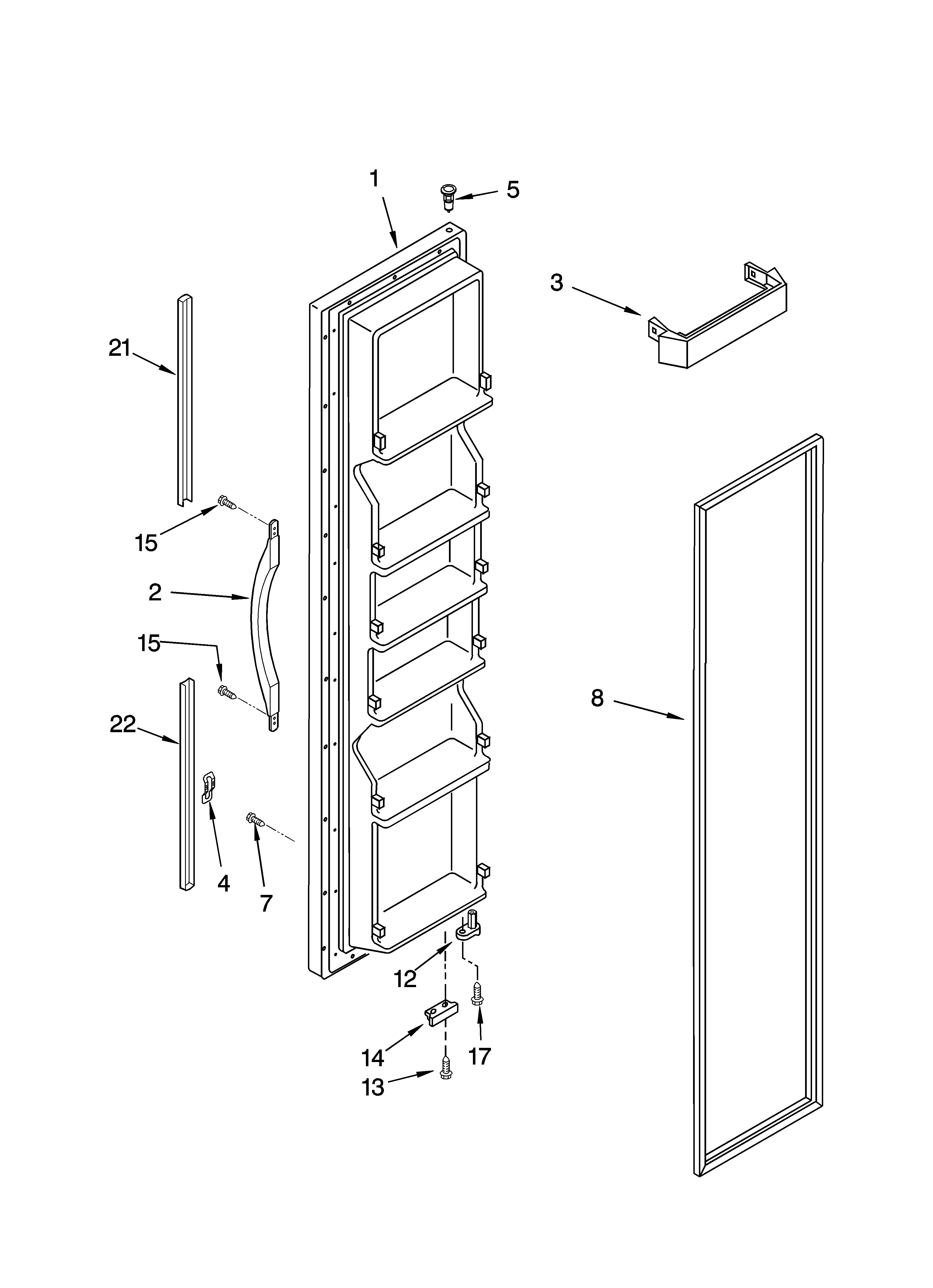 Kenmore 10644552401 freezer door parts diagram