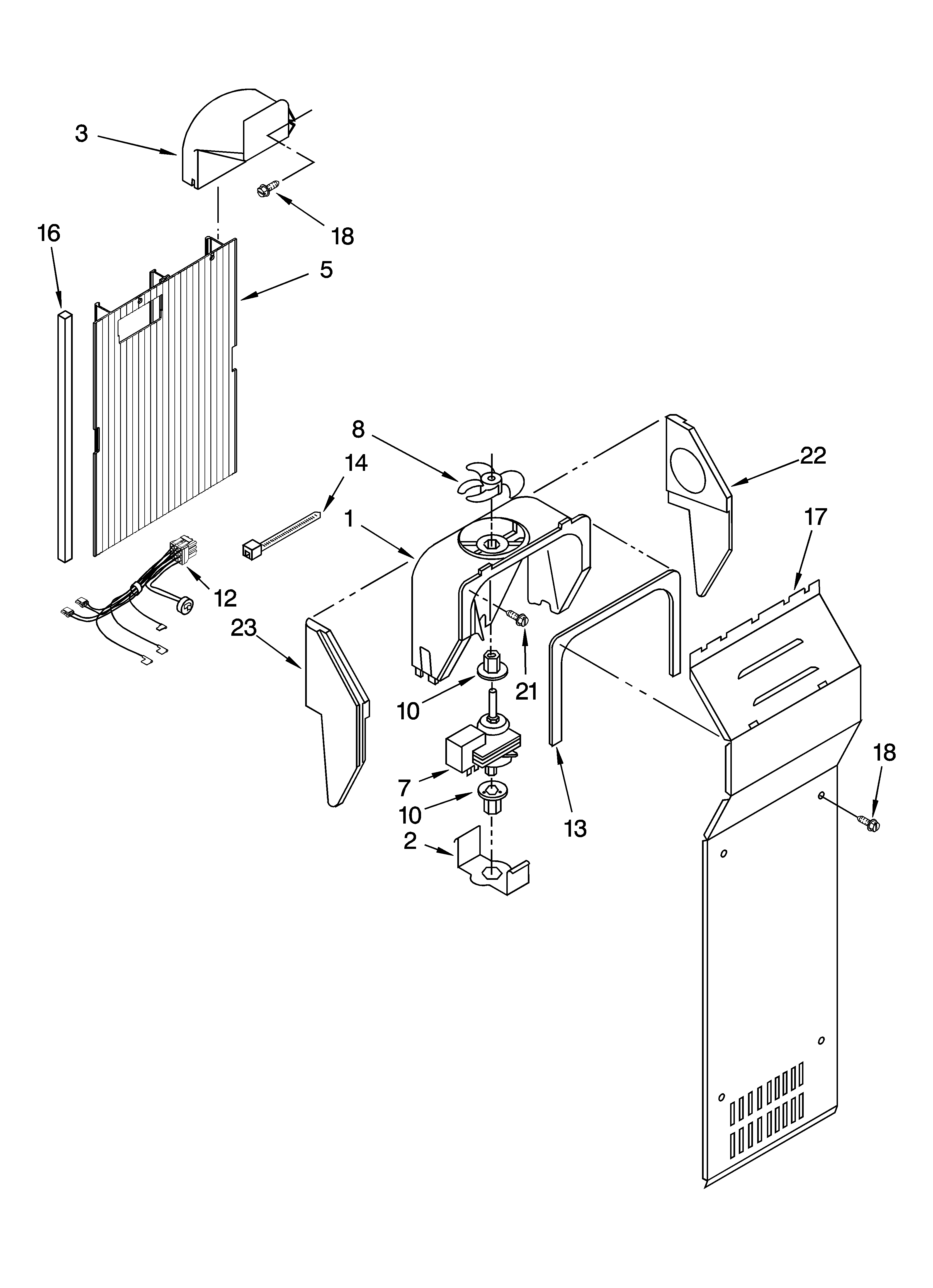Kenmore 10644552401 air flow parts diagram
