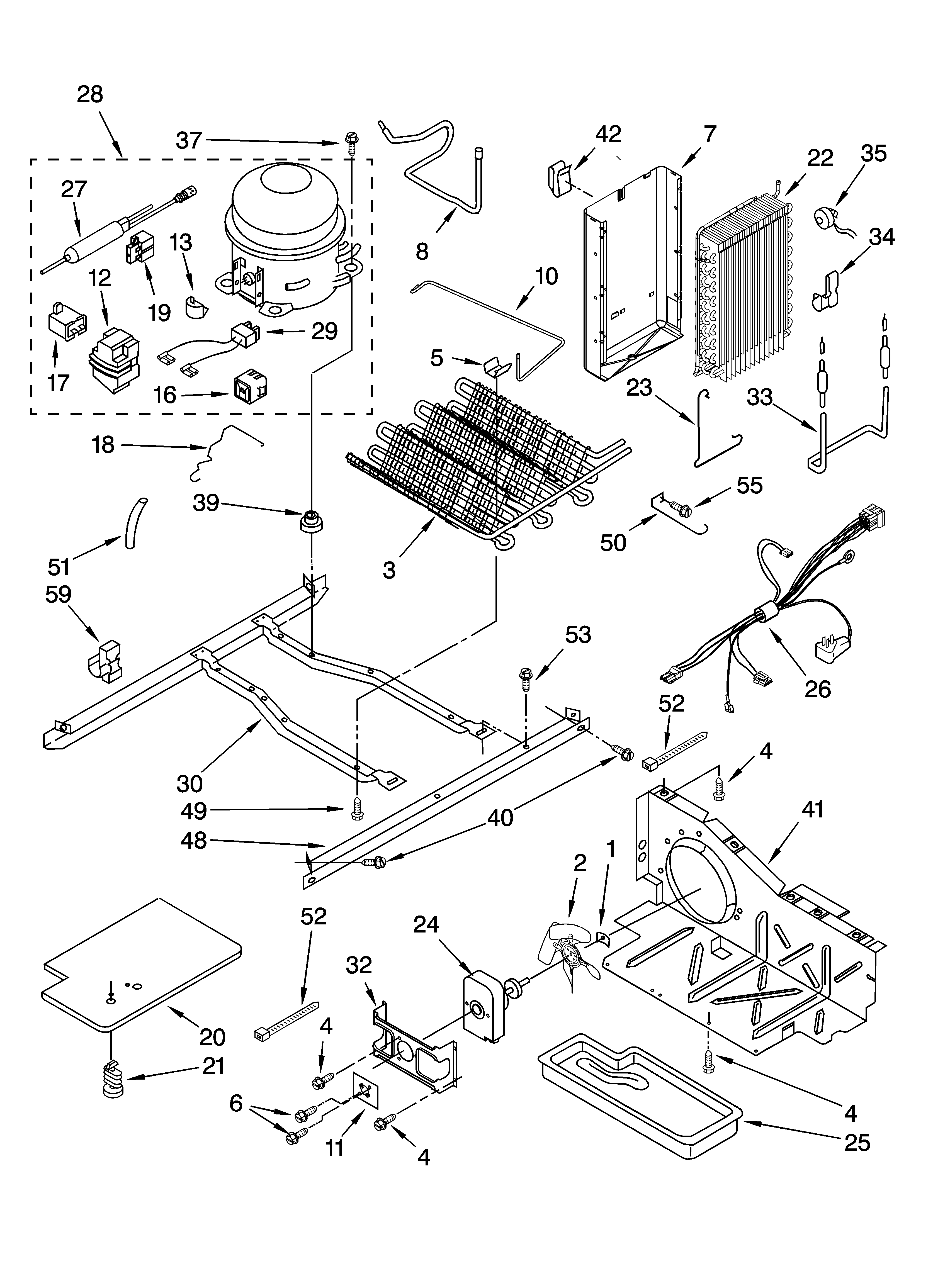 Kenmore 10644552401 unit parts, parts not illustrated diagram