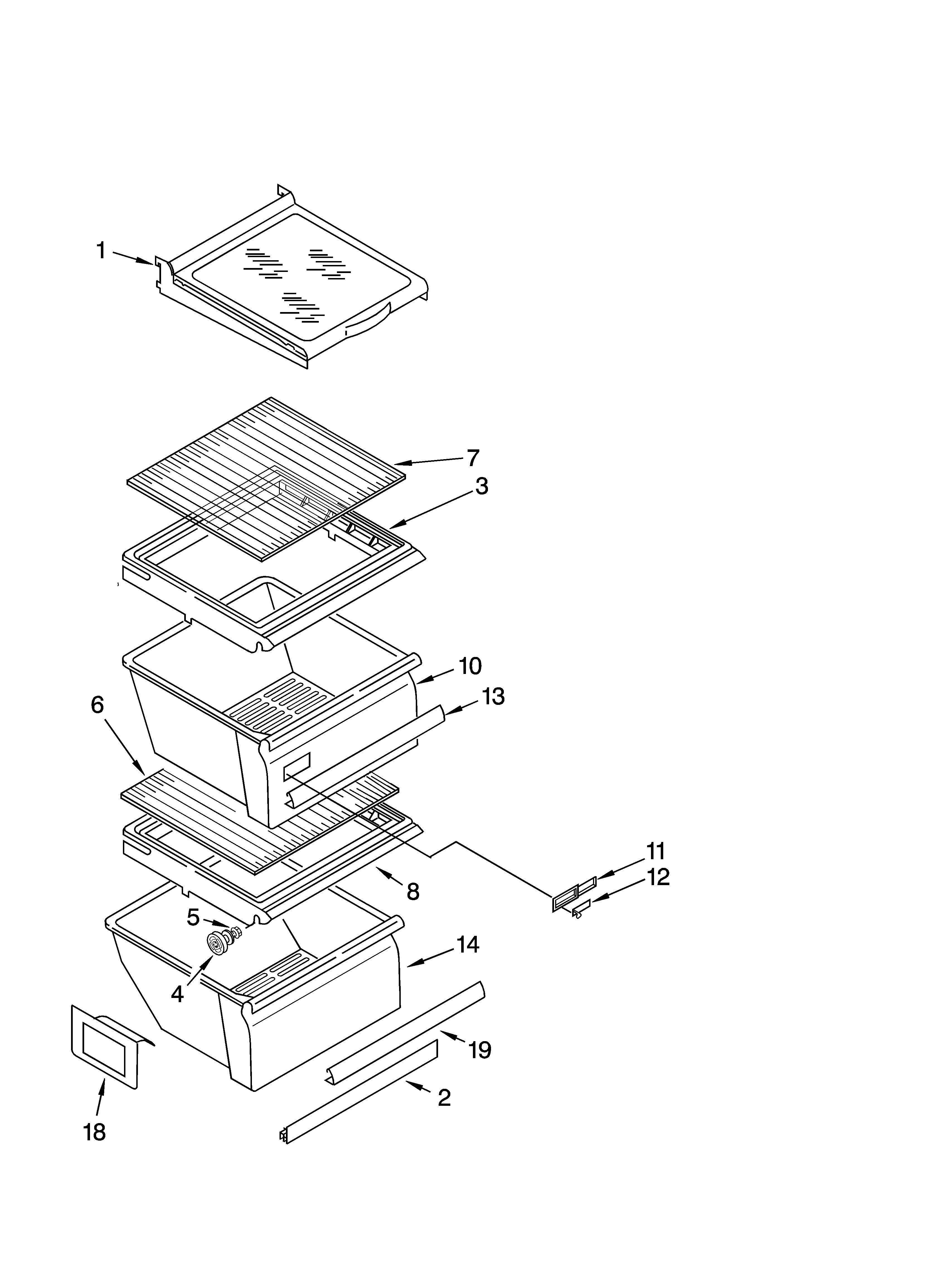 Kenmore 10653084300 refrigerator shelf parts diagram