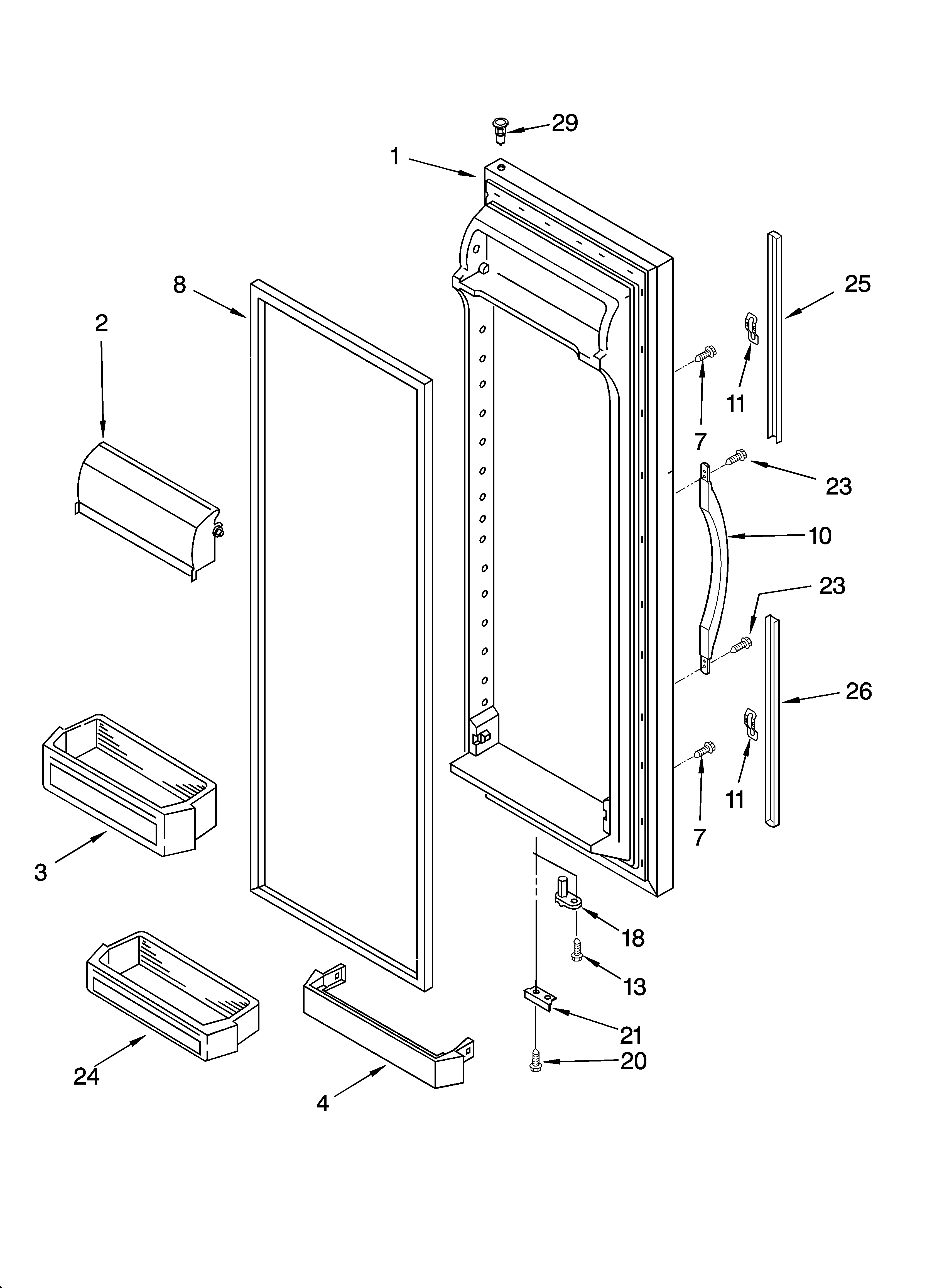 Kenmore 10653084300 refrigerator door parts diagram