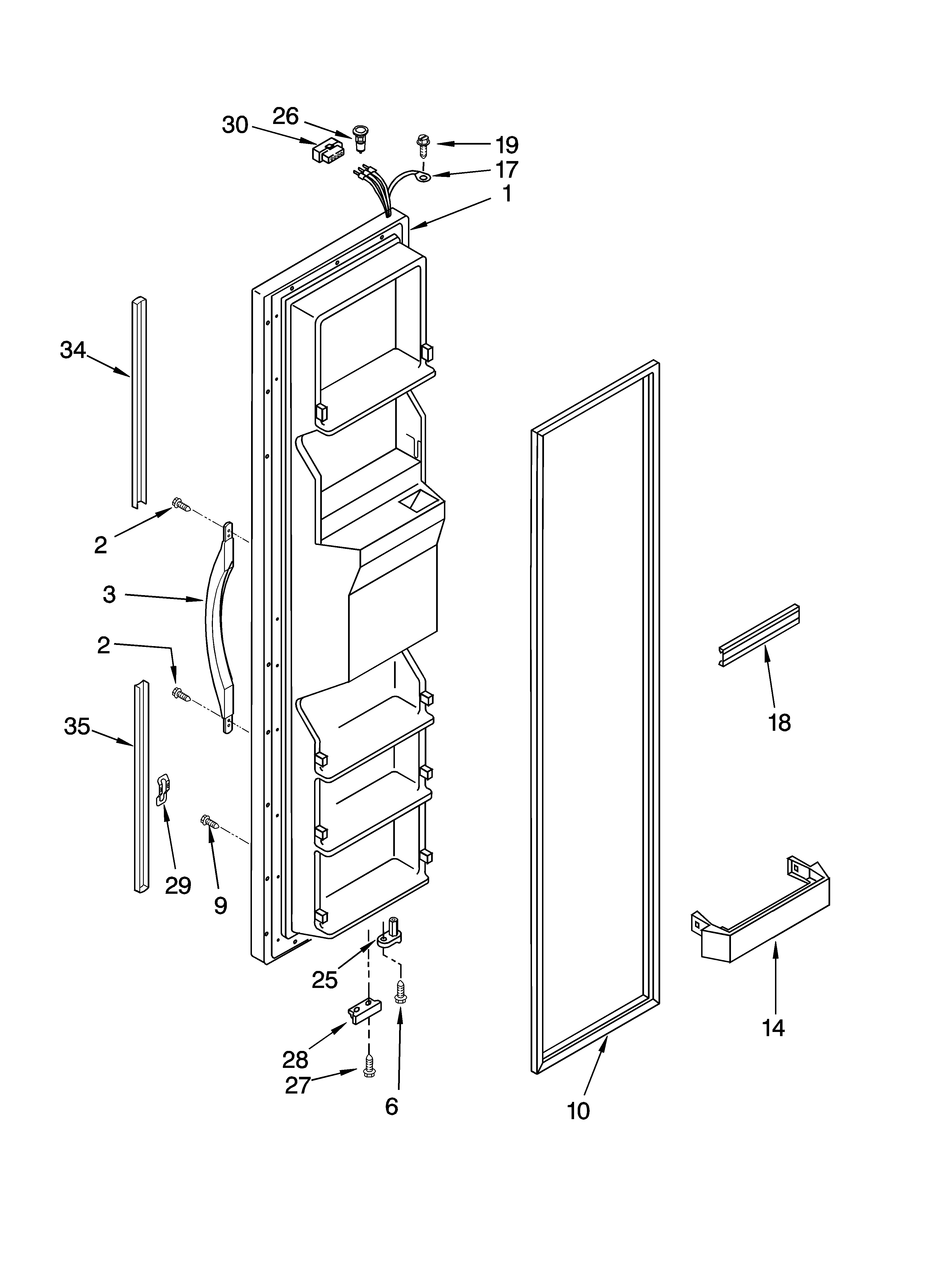 Kenmore 10653084300 freezer door parts diagram