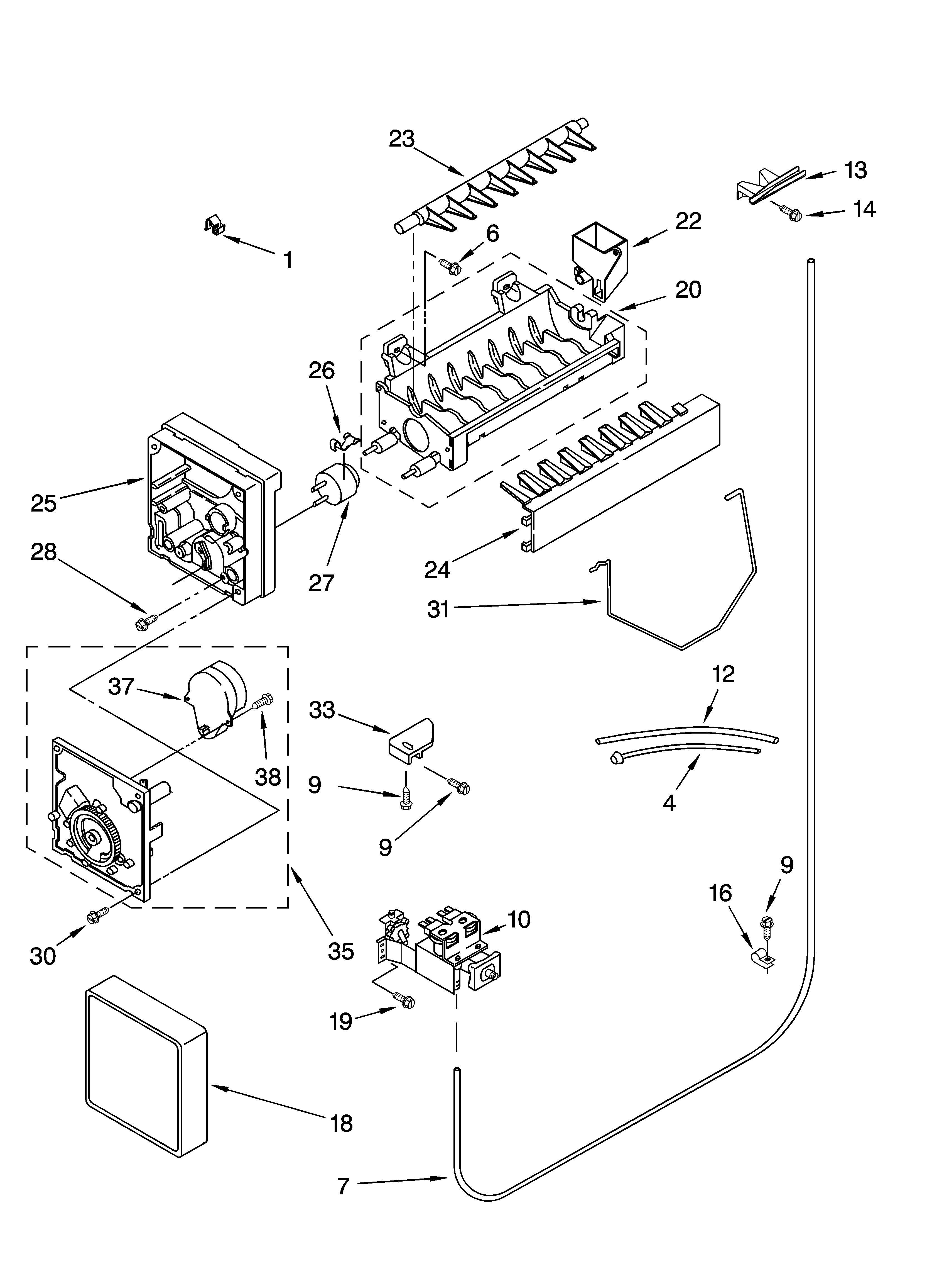 Kenmore 10653084300 icemaker parts diagram