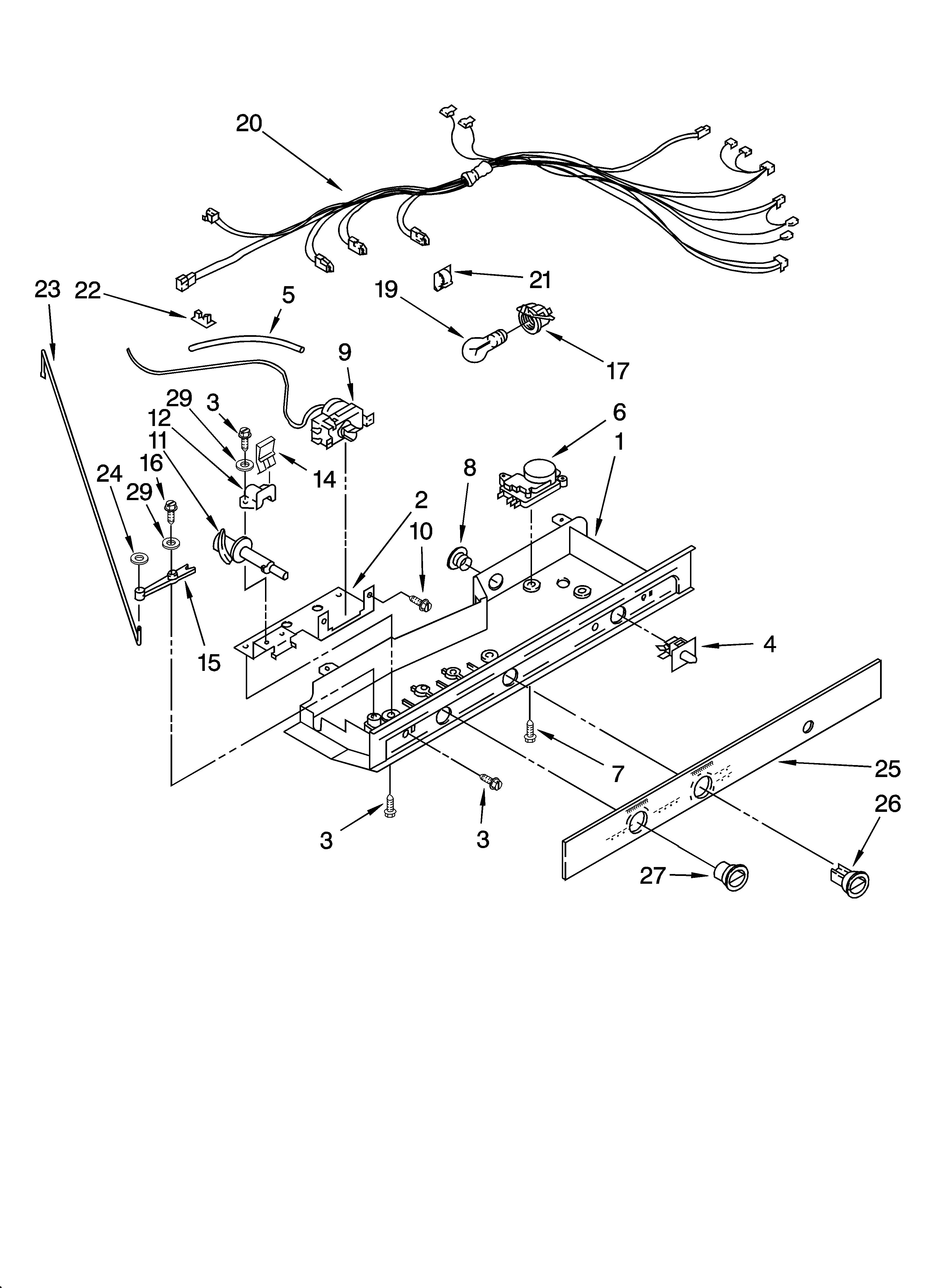 Kenmore 10653084300 control parts, parts not illustrated diagram