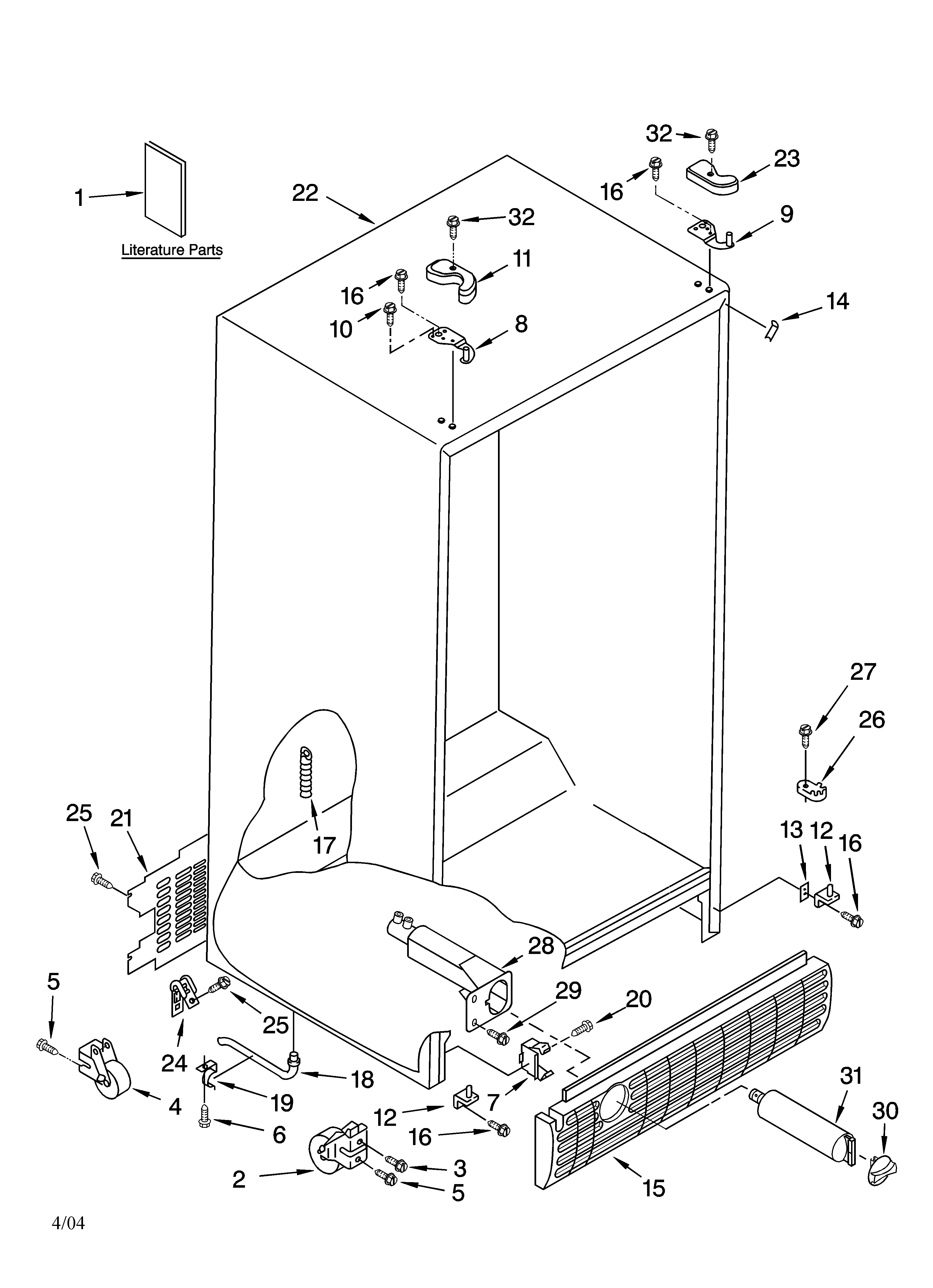 Kenmore 10653244300 cabinet parts diagram