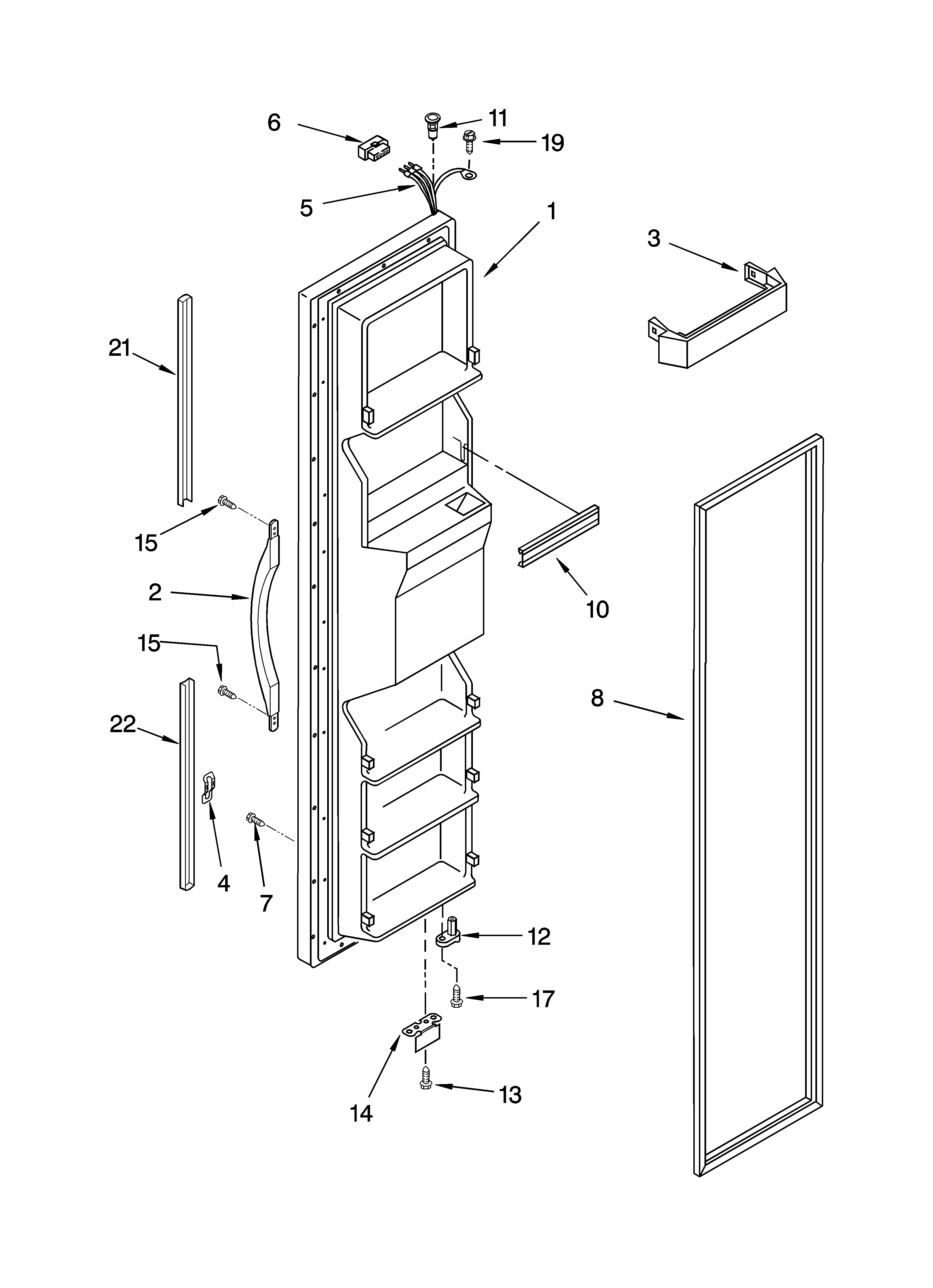 Kenmore 10653244300 freezer door parts diagram