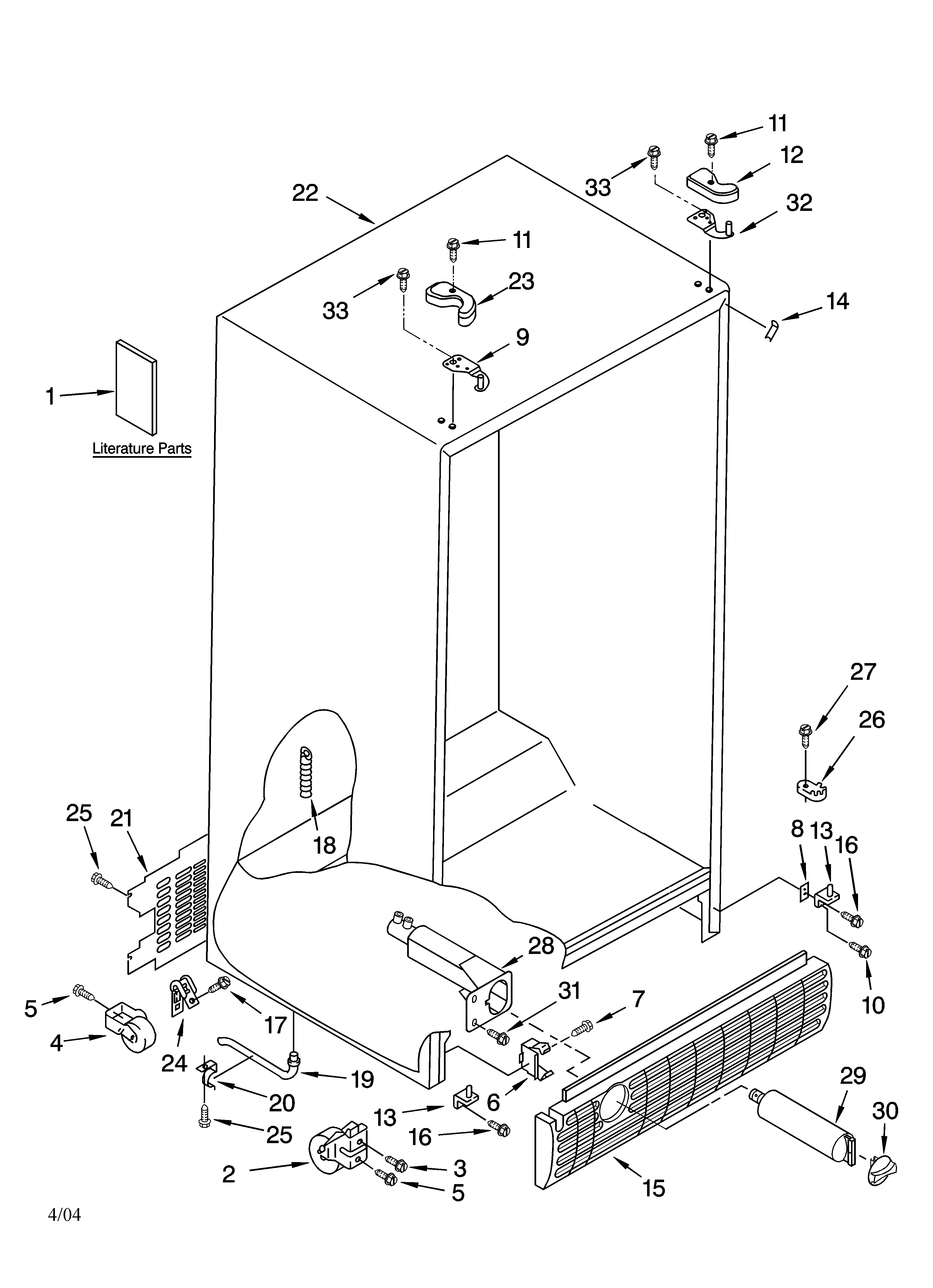 Kenmore 10653342300 cabinet parts diagram