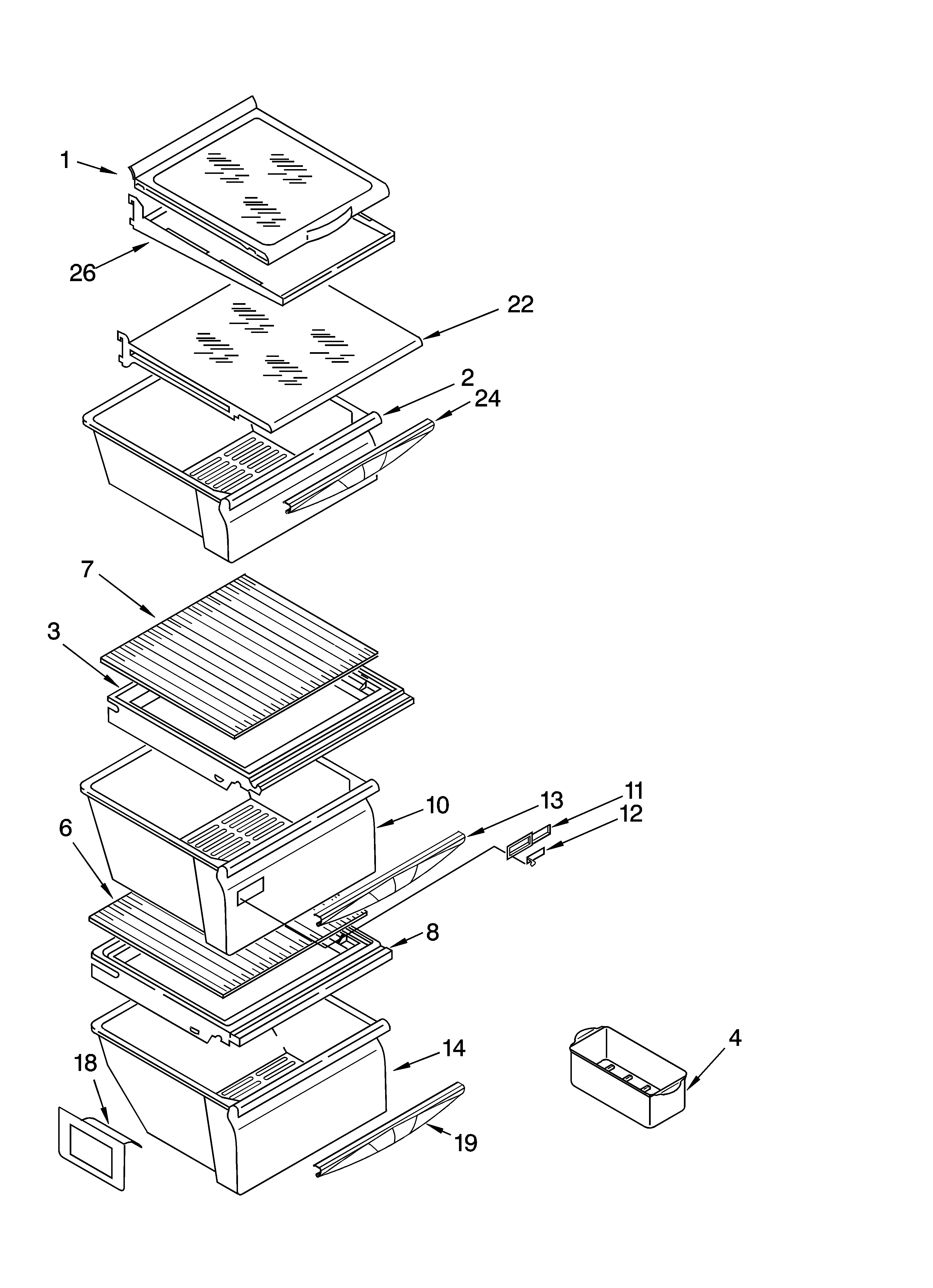 Kenmore 10653342300 refrigerator shelf parts diagram