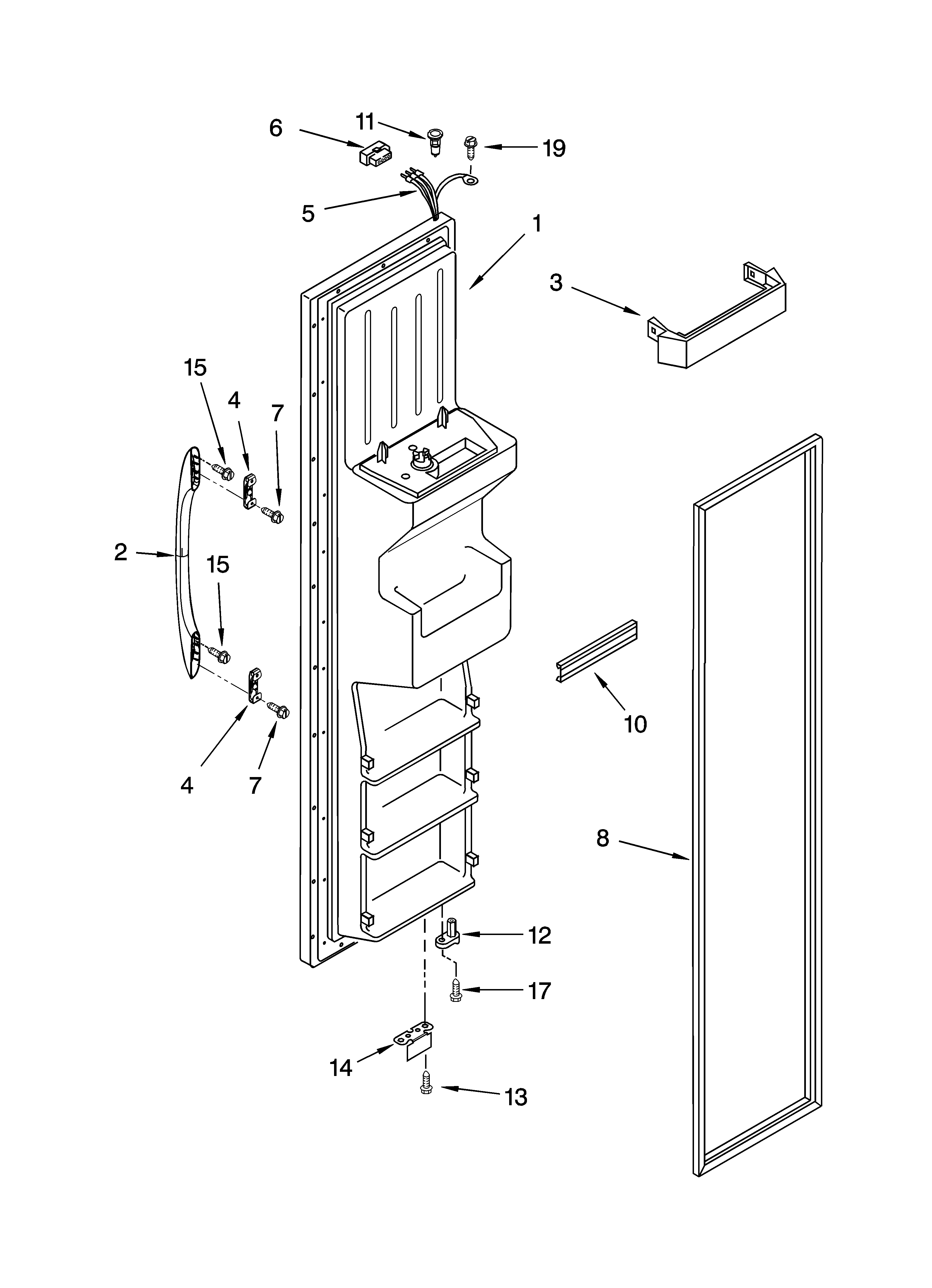Kenmore 10653342300 freezer door parts diagram
