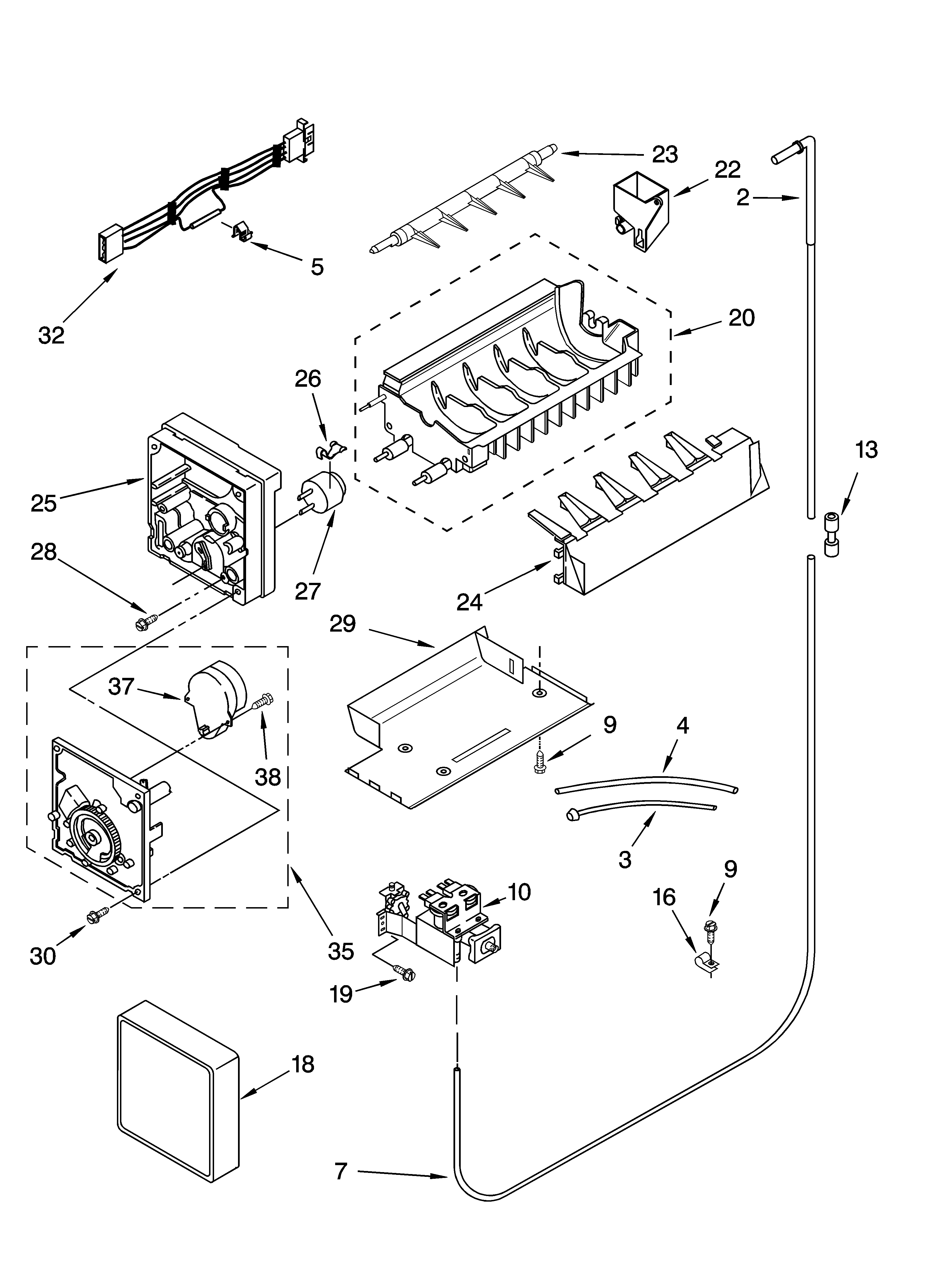 Kenmore 10653342300 icemaker parts, parts not illustrated diagram