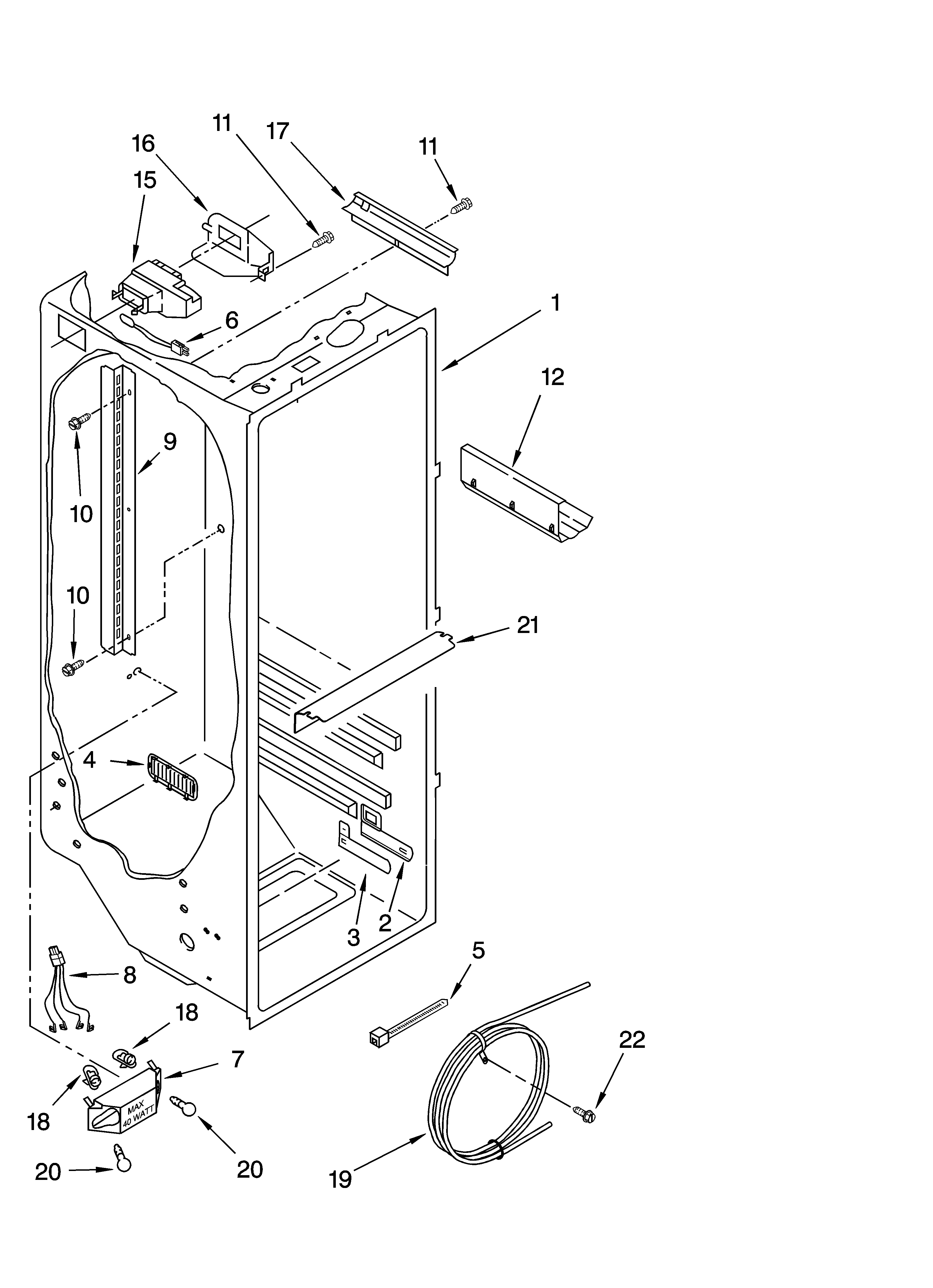 Kenmore 10653359300 refrigerator liner parts diagram