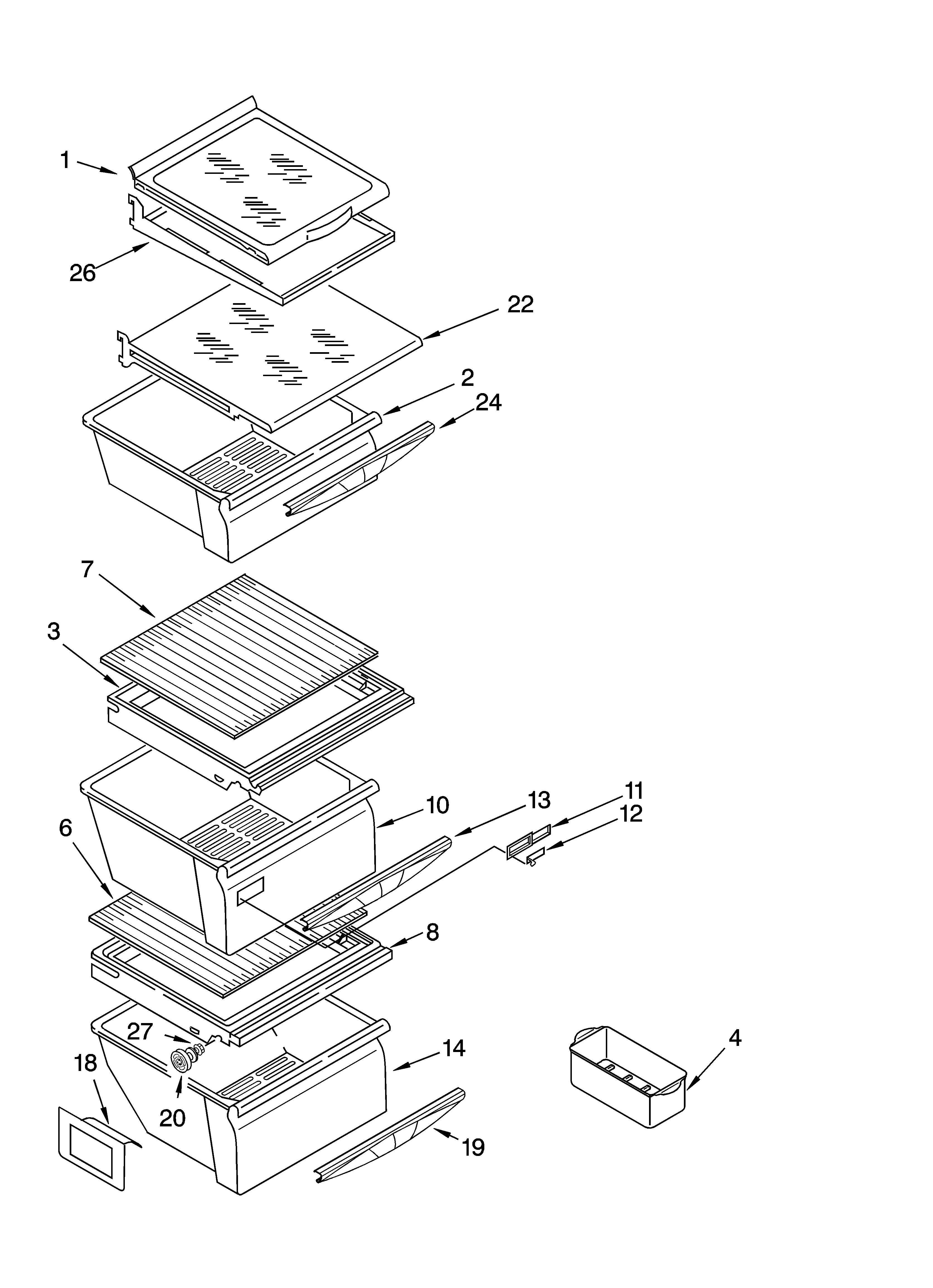 Kenmore 10653359300 refrigerator shelf parts diagram