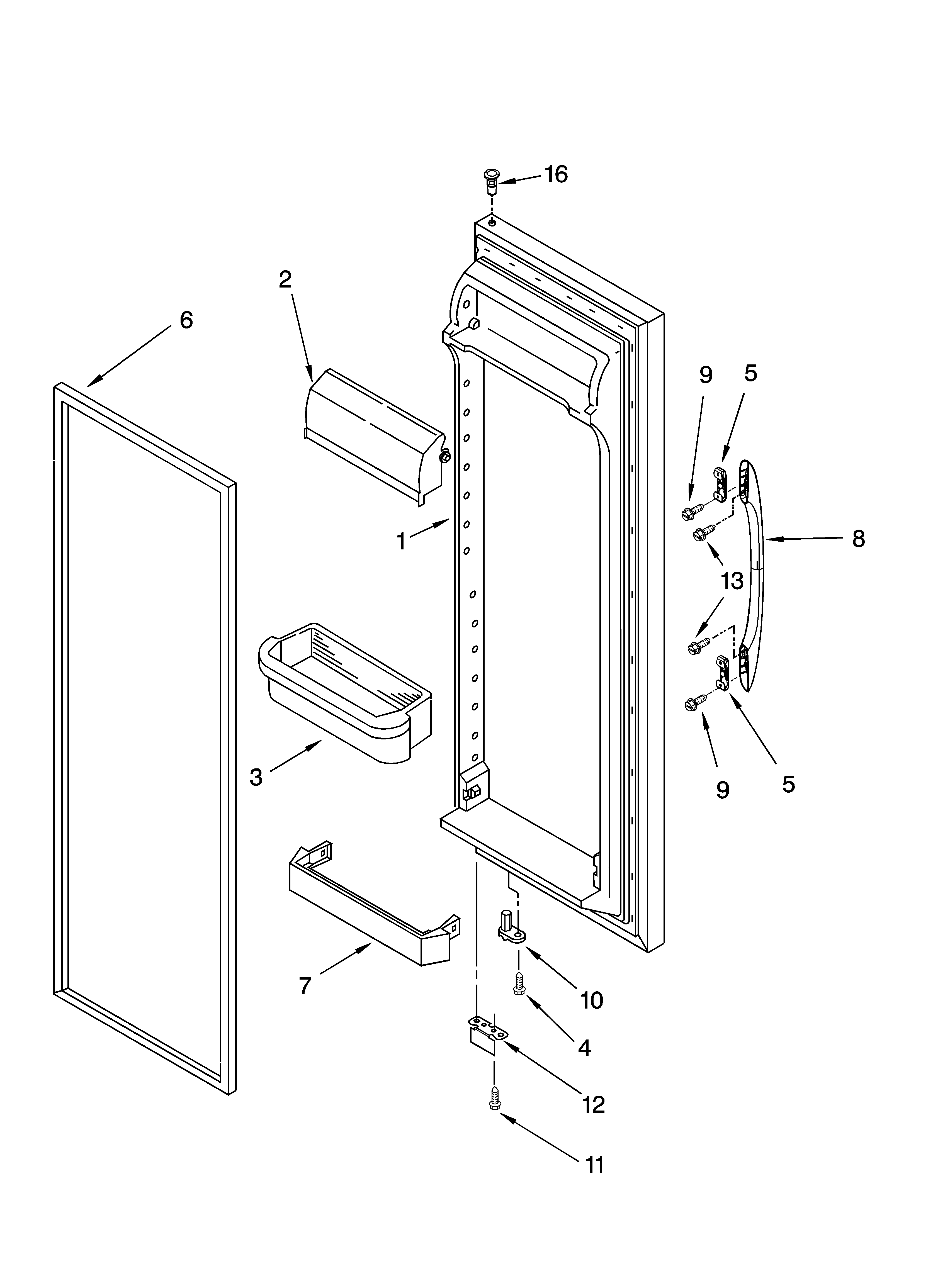 Kenmore 10653359300 refrigerator door parts diagram