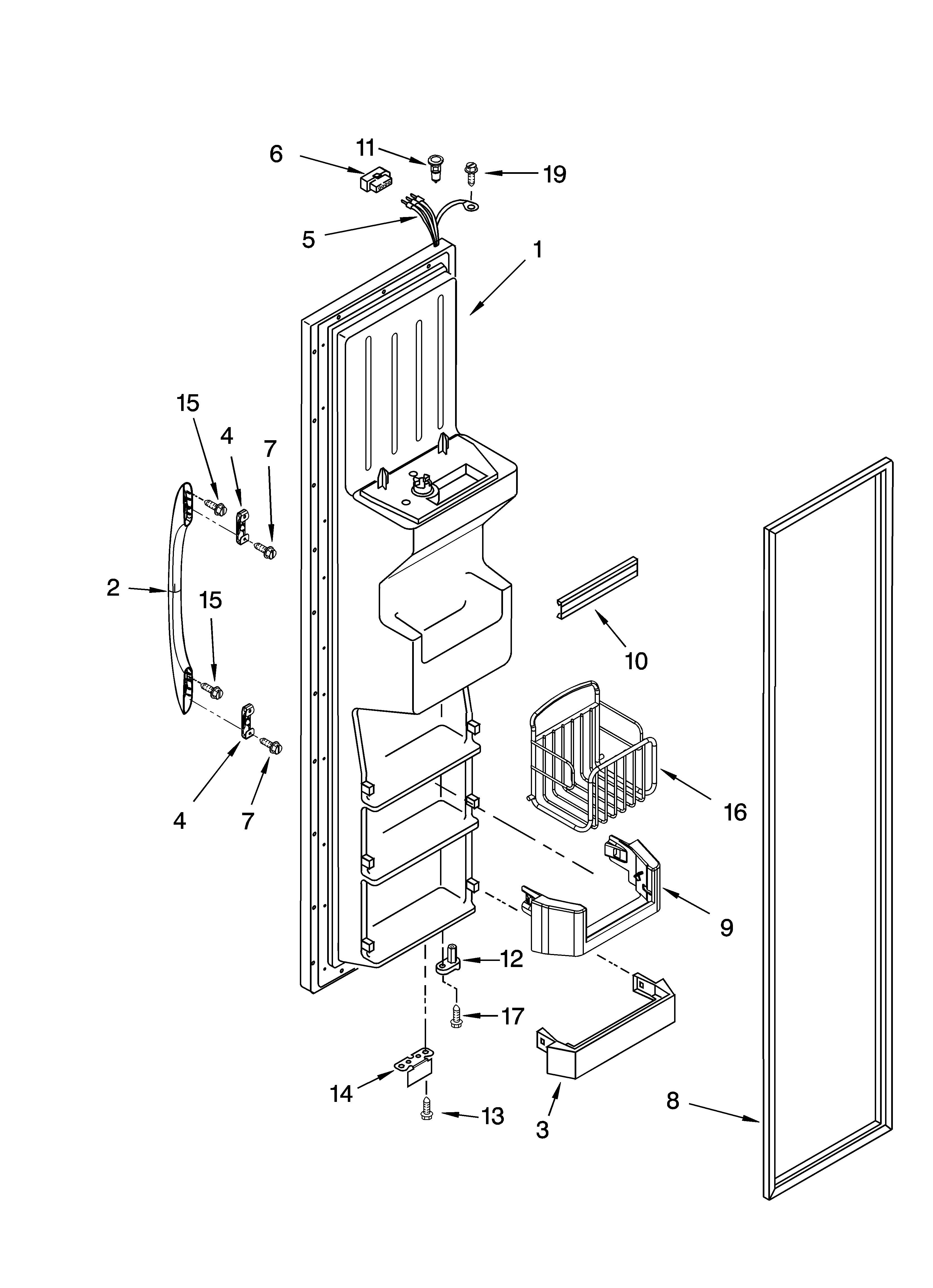 Kenmore 10653359300 freezer door parts diagram