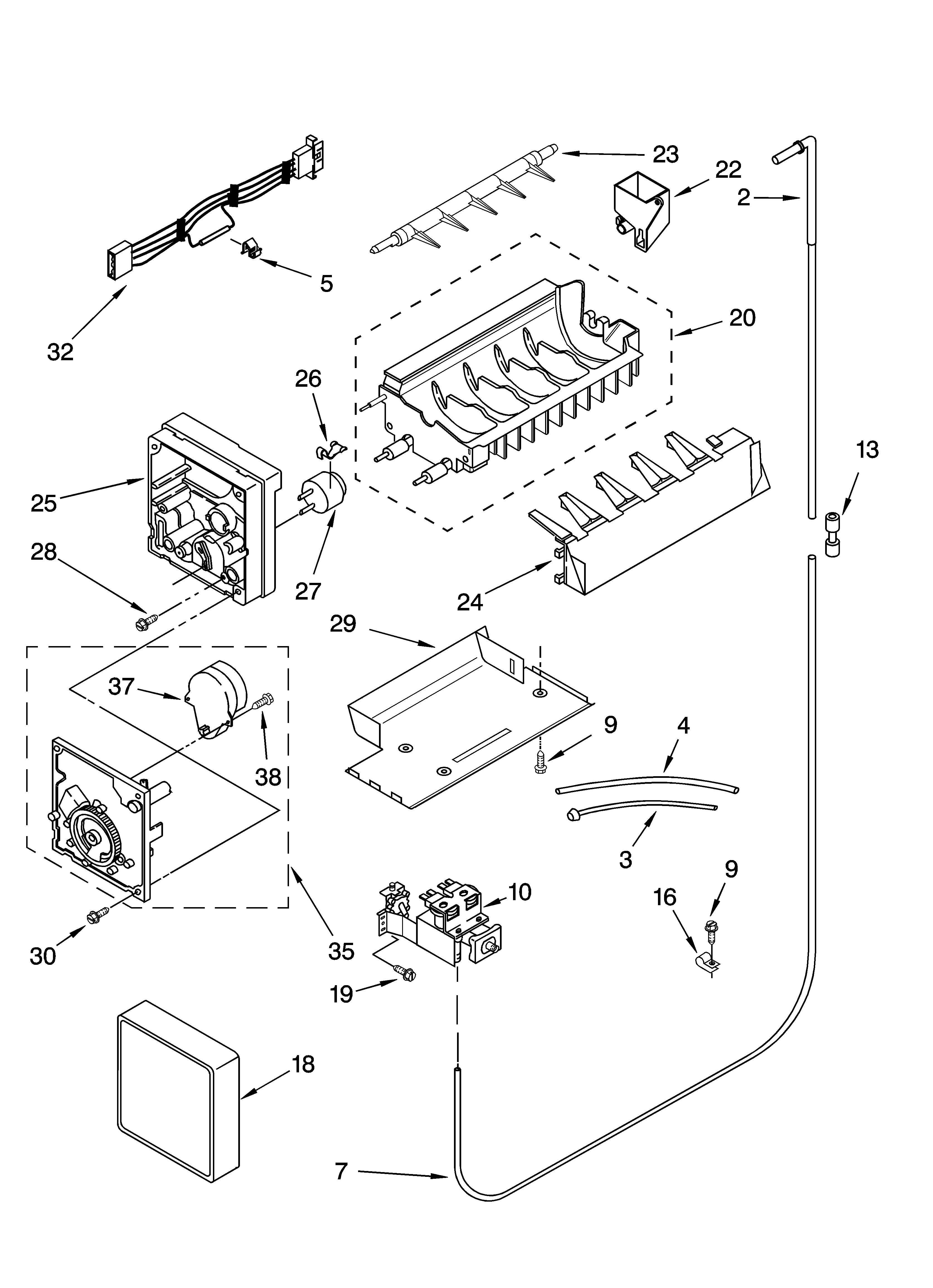 Kenmore 10653359300 icemaker parts - parts not illustrated diagram