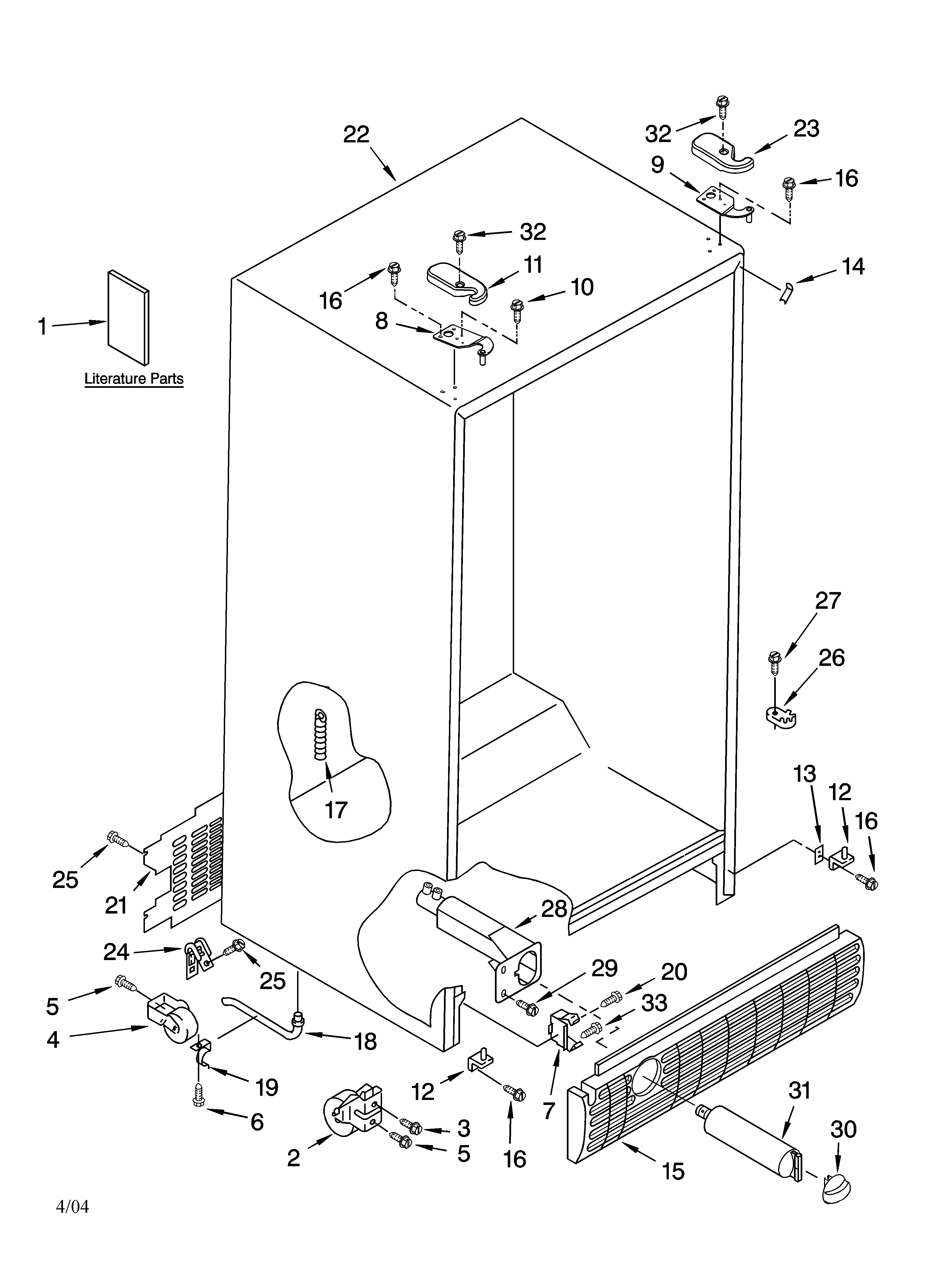 Kenmore 10653382300 cabinet parts diagram