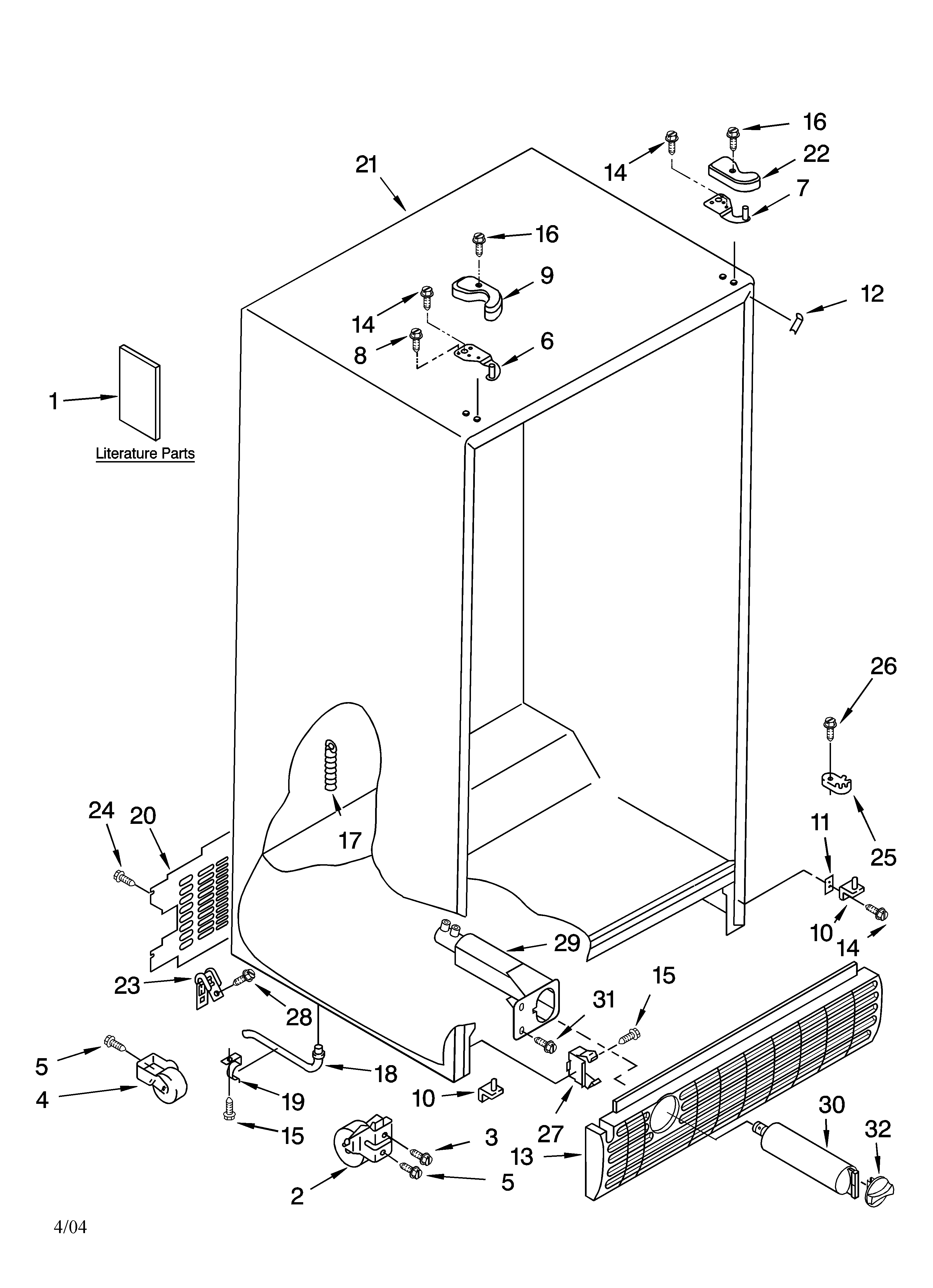 Kenmore 10653542300 cabinet parts diagram