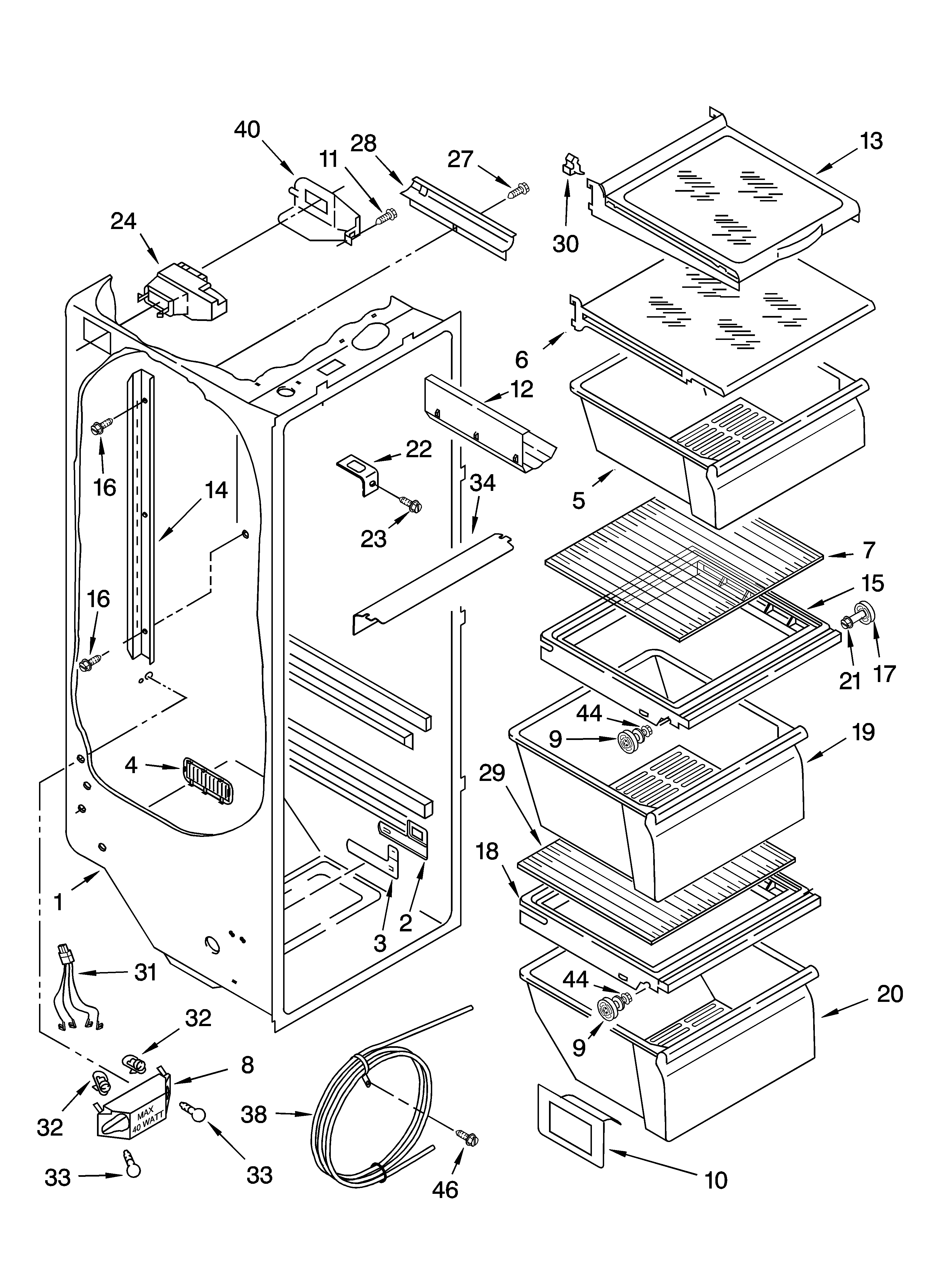 Kenmore 10653542300 refrigerator liner parts diagram